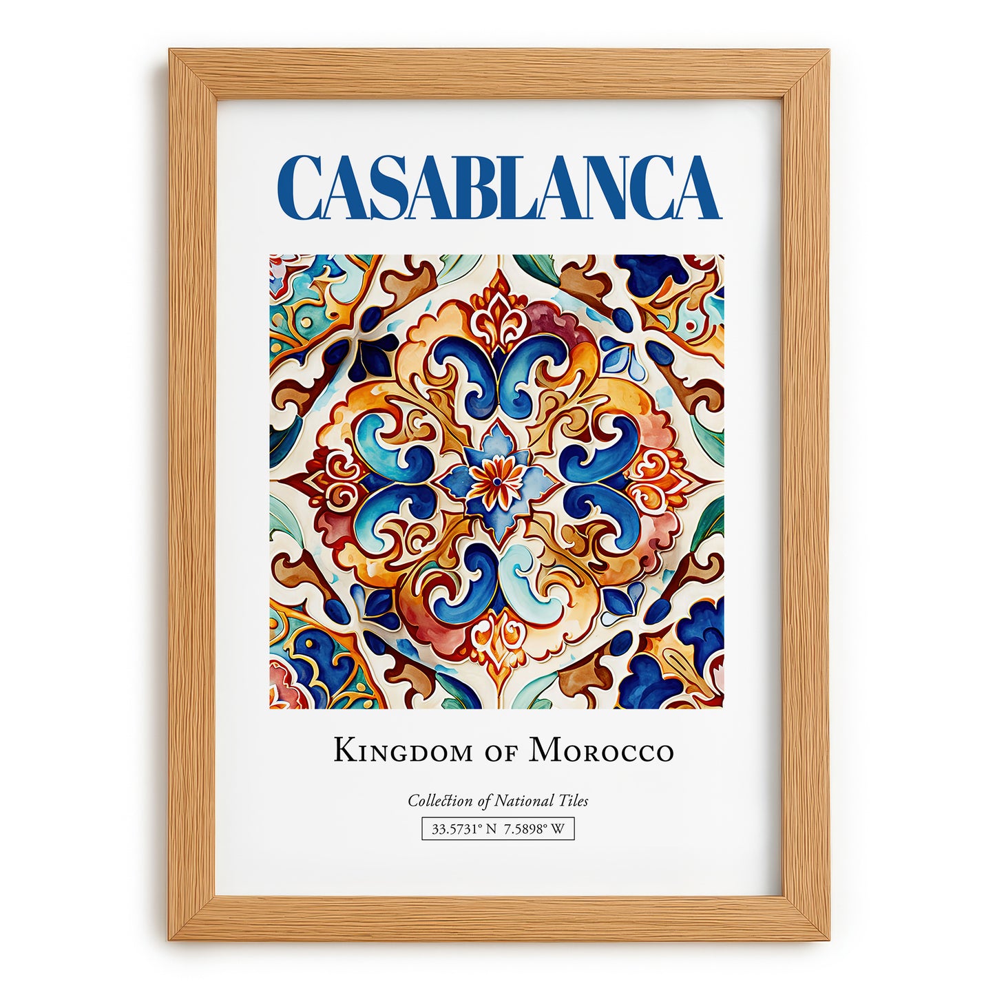 Casablanca, Morocco – Travel Wall Decor, set in oak frame