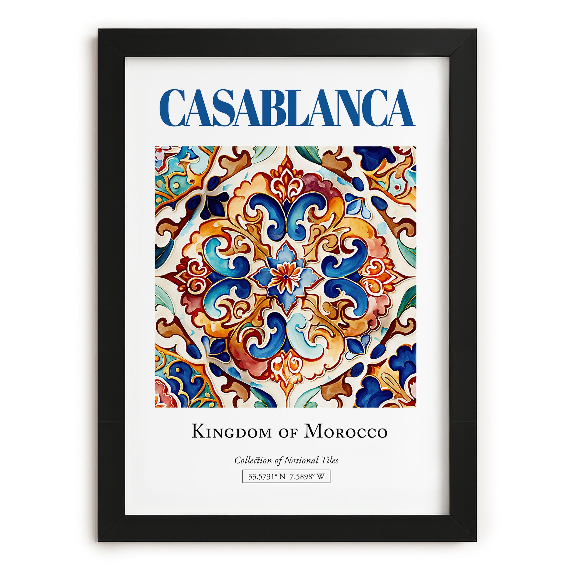 Casablanca, Morocco – Travel Wall Decor, in sleek black frame