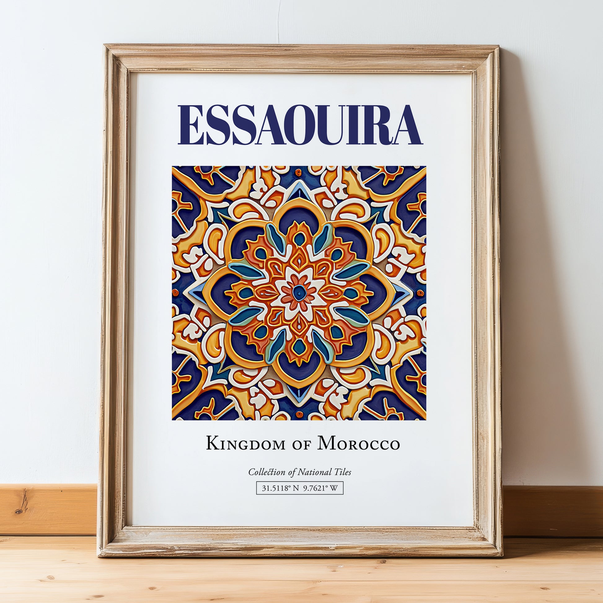 Essaouira, Morocco – Travel Wall Decor, in wooden frame leaning on the floor