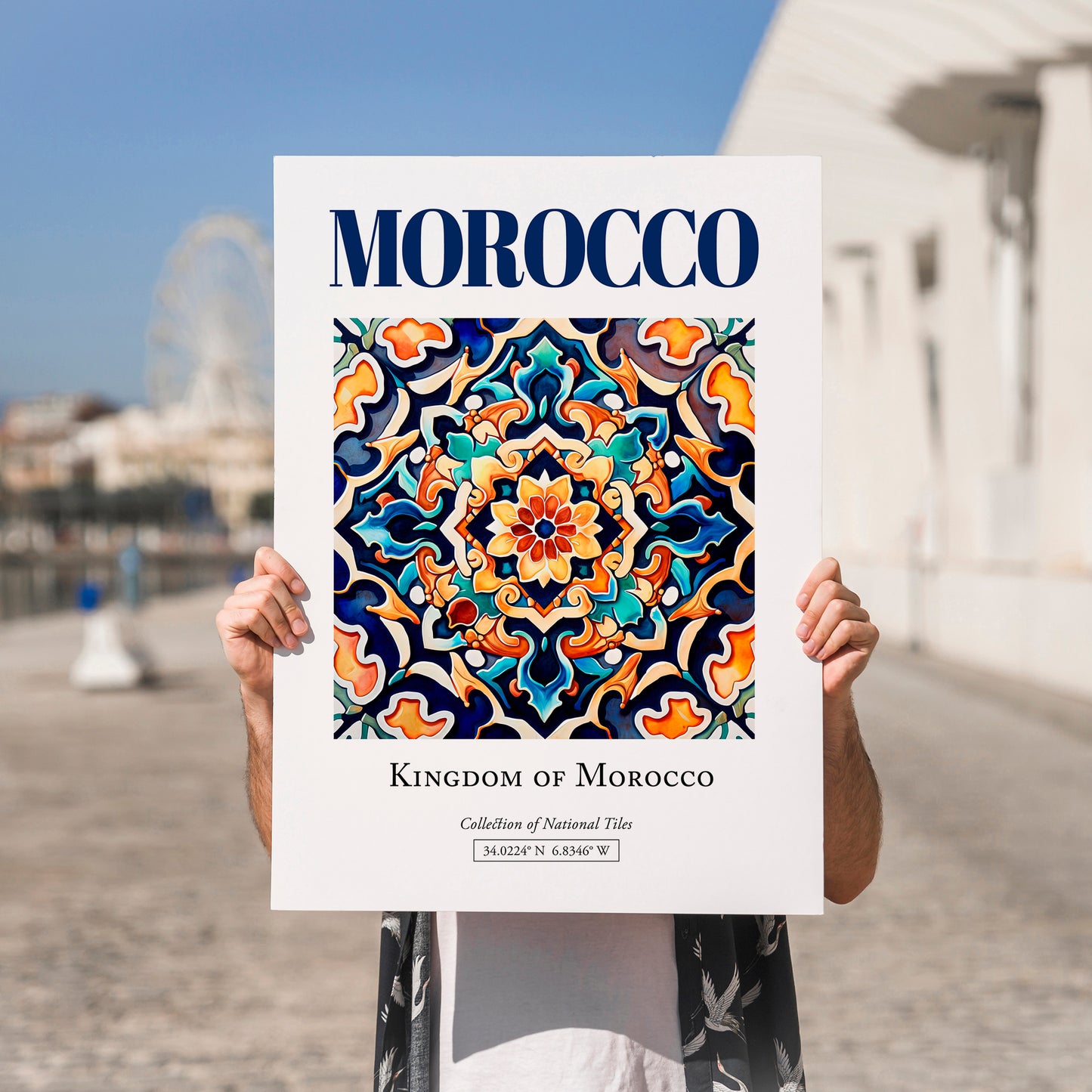 Morocco, Morocco – Wanderlust Wall Decor, no-text version framed in wood