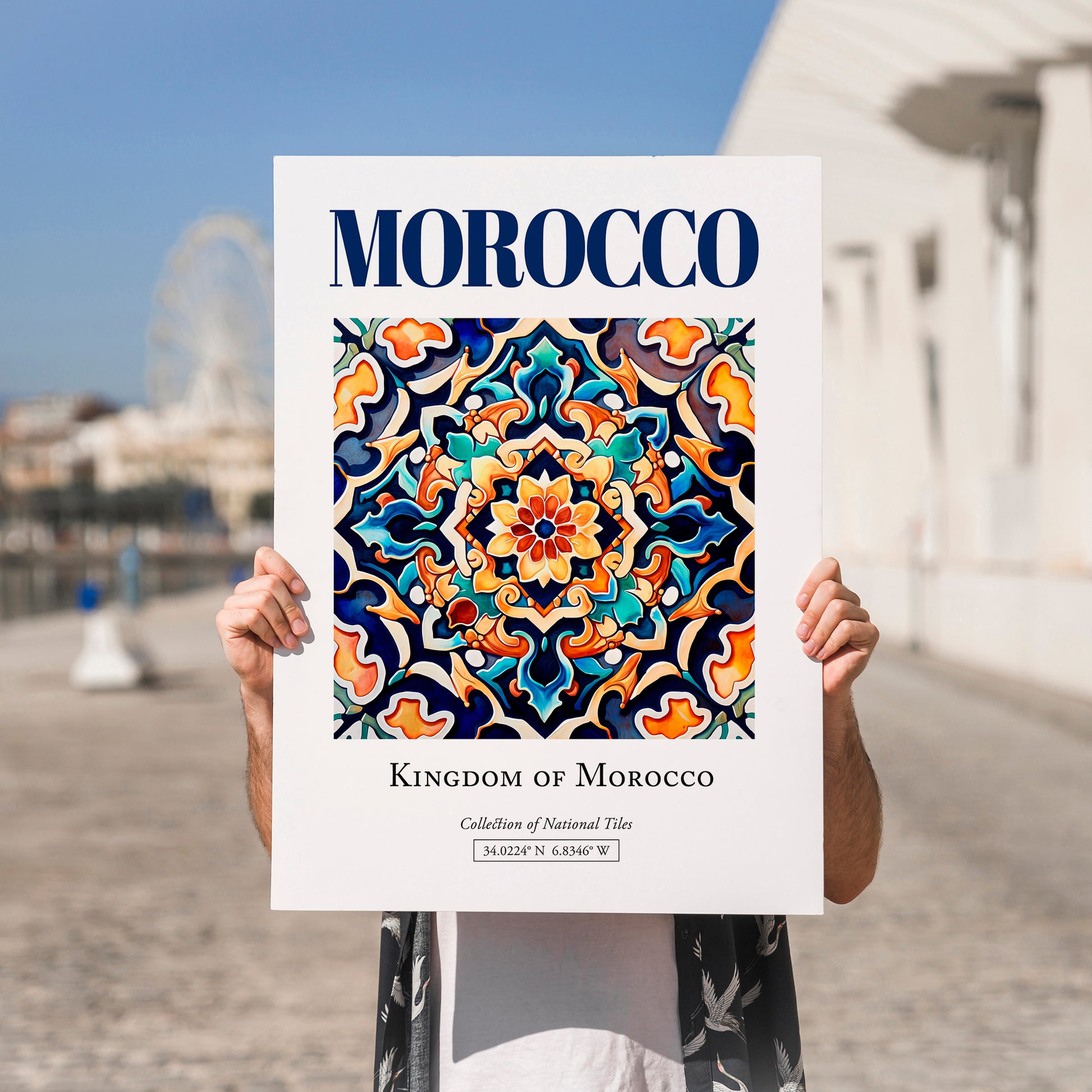 Morocco, Morocco – Wanderlust Wall Decor, no-text version framed in wood