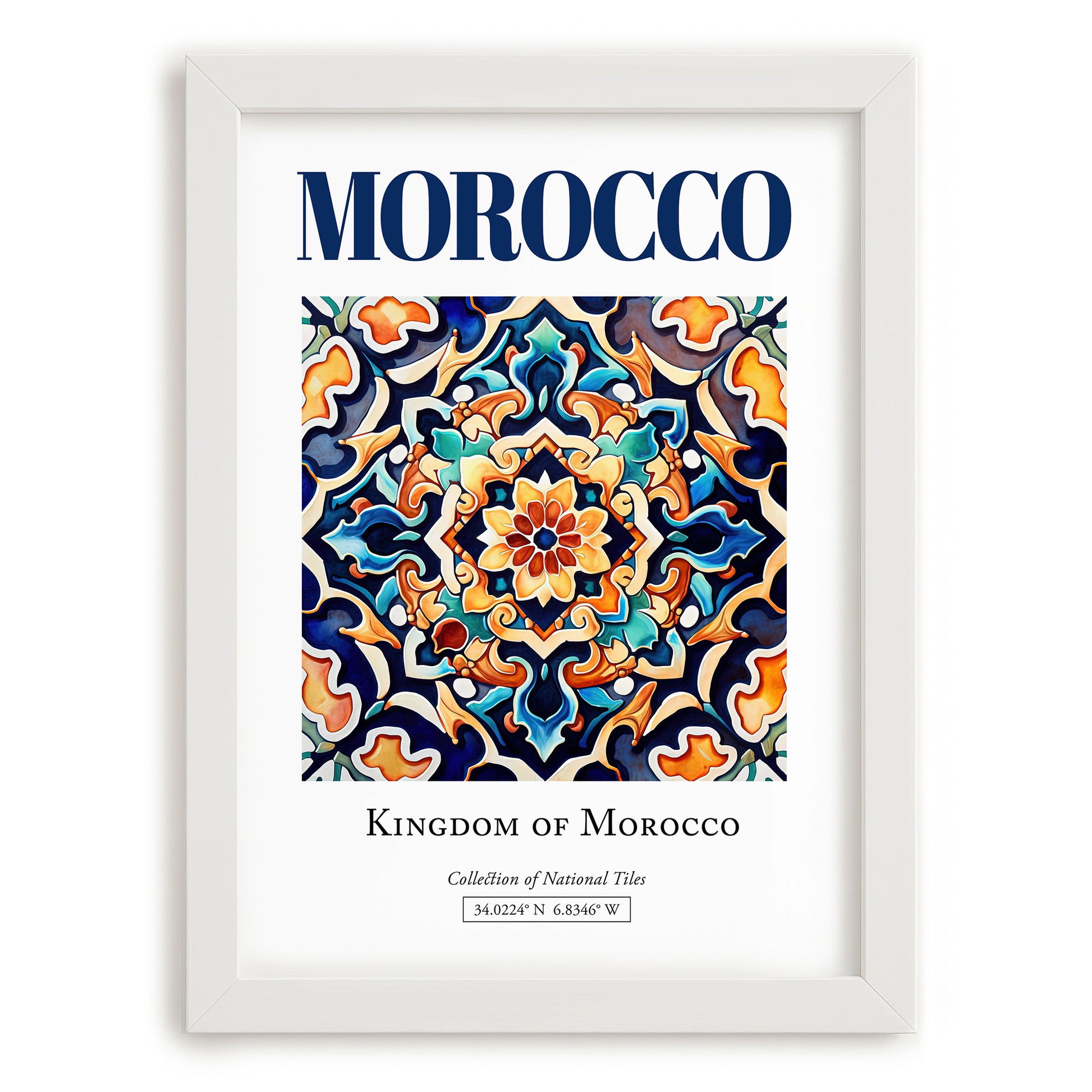Morocco, Morocco – Wanderlust Wall Decor, placed in minimal white frame