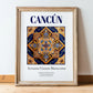 Cancún, Mexico – Travel Poster, in wooden frame leaning on the floor