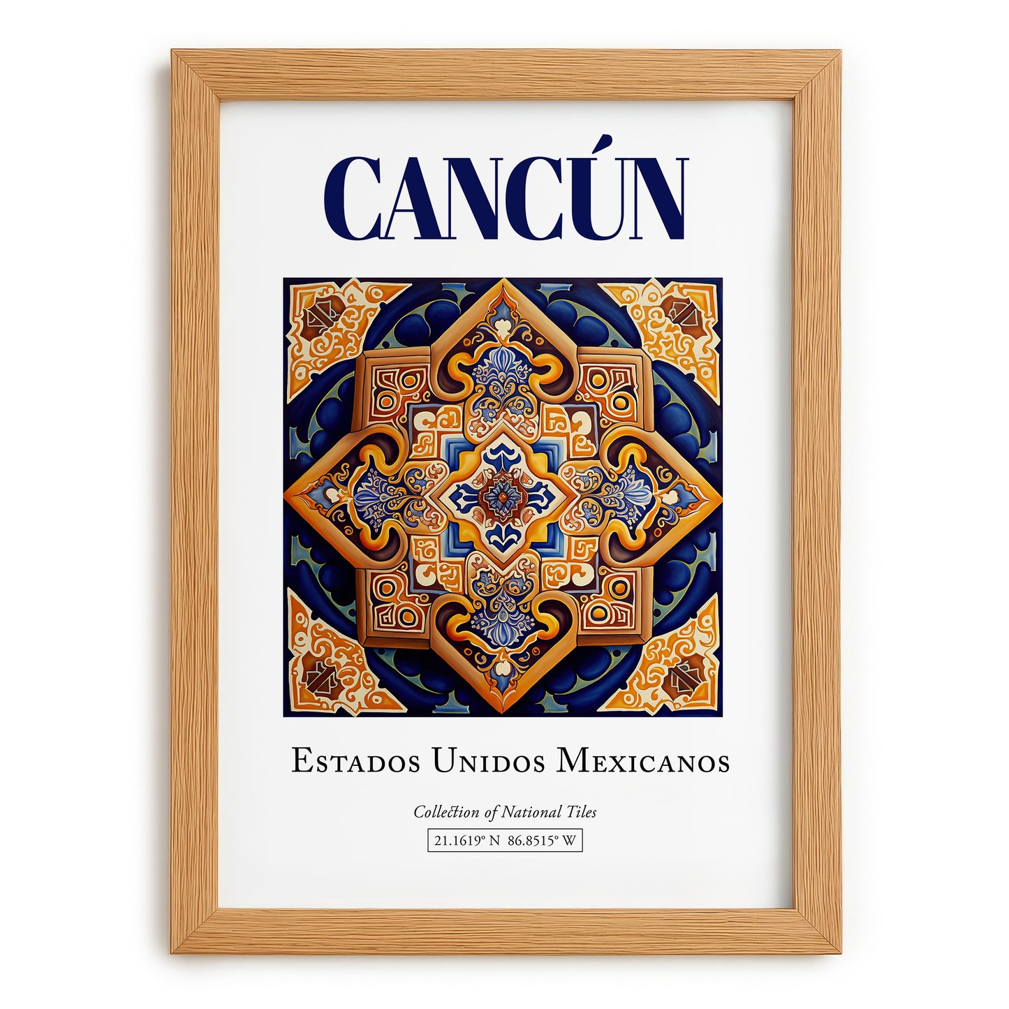 Cancún, Mexico – Travel Poster, set in oak frame