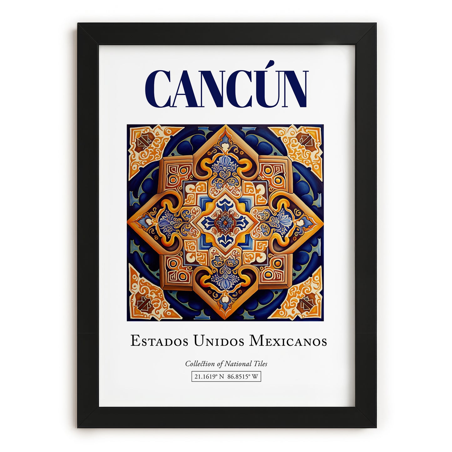 Cancún, Mexico – Travel Poster, in sleek black frame