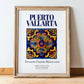 Puerto Vallarta, Mexico – Tourist Destination Poster, in wooden frame leaning on the floor