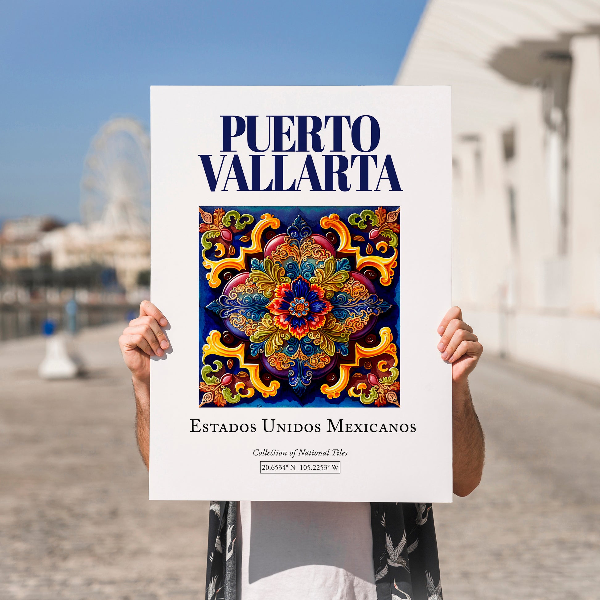 Puerto Vallarta, Mexico – Tourist Destination Poster, no-text version framed in wood