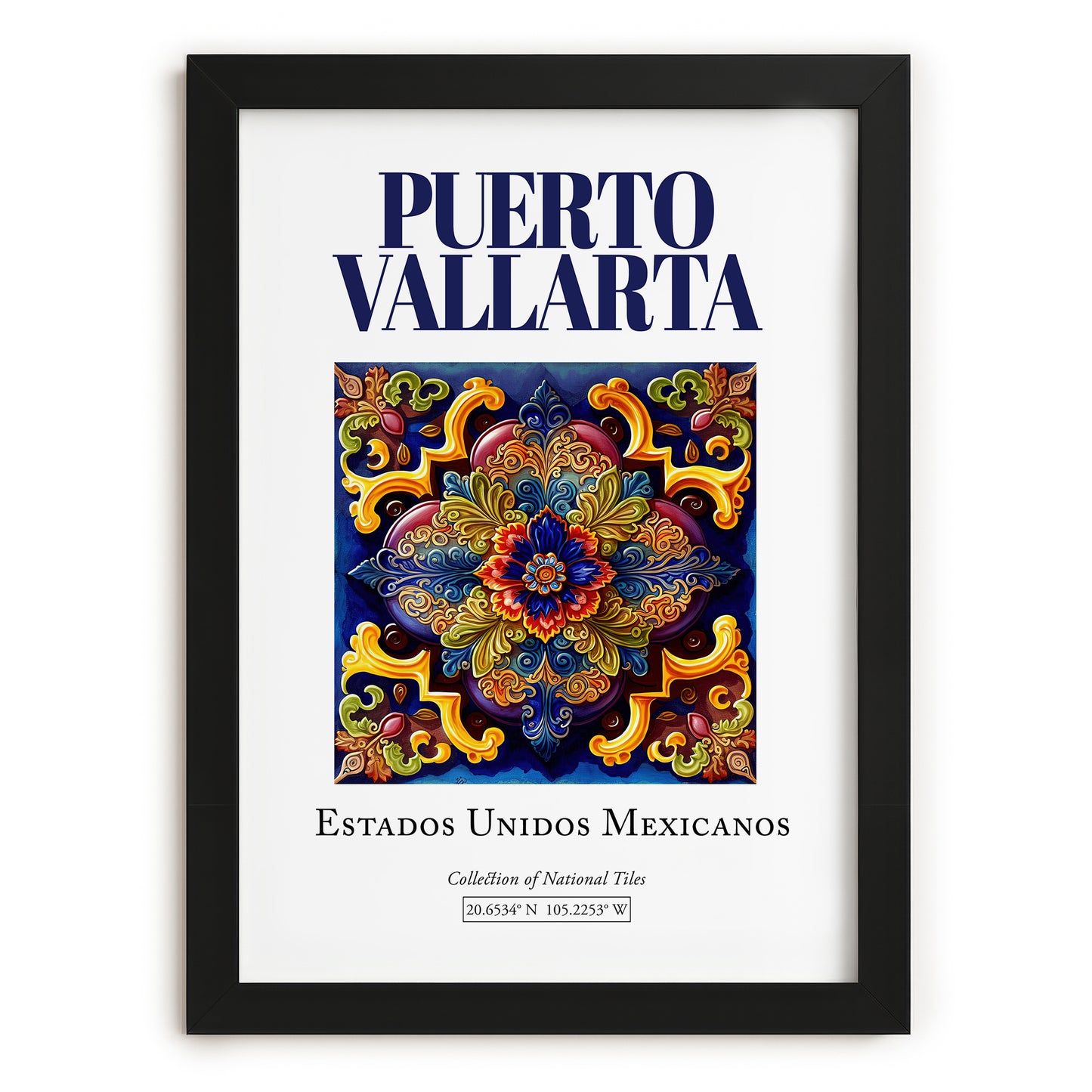 Puerto Vallarta, Mexico – Tourist Destination Poster, in sleek black frame