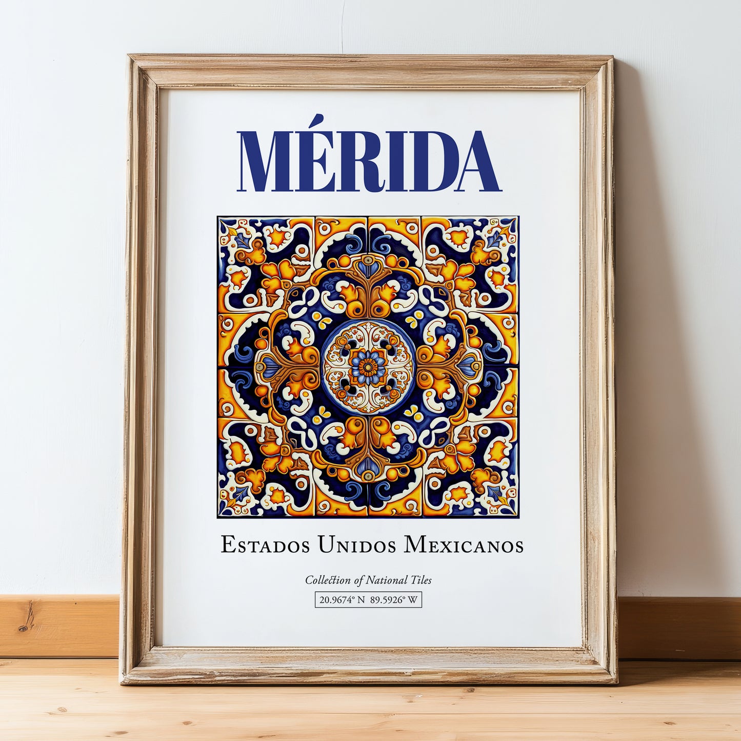 Mérida, Mexico – Global Wall Art, in wooden frame leaning on the floor