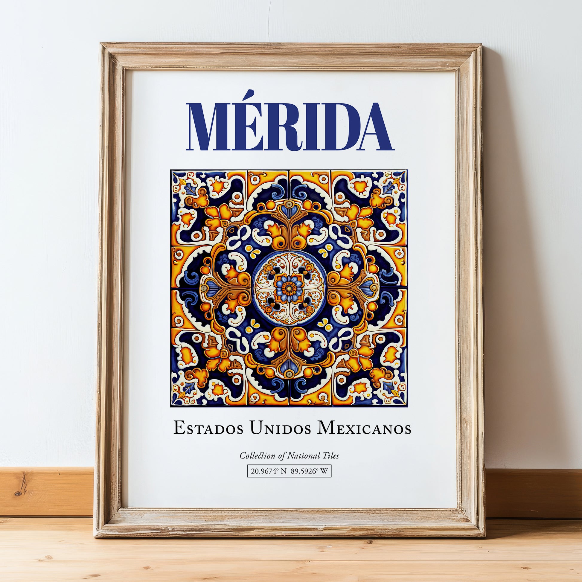 Mérida, Mexico – Global Wall Art, in wooden frame leaning on the floor