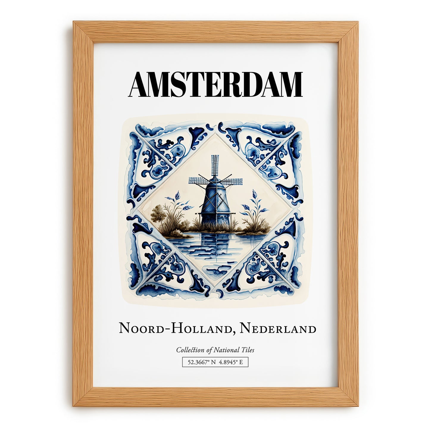 Amsterdam, Netherlands – Travel Wall Decor, set in oak frame