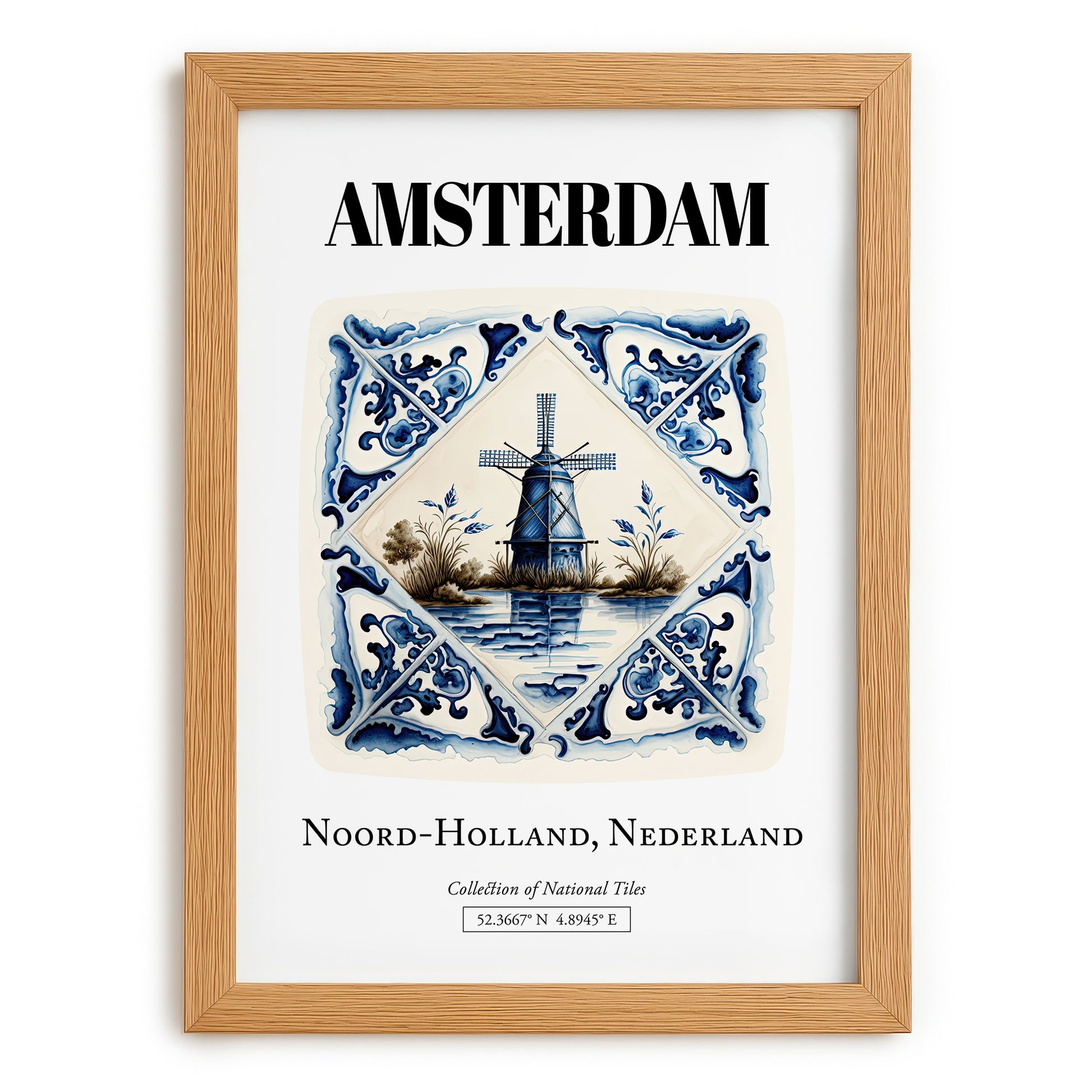 Amsterdam, Netherlands – Travel Wall Decor, set in oak frame