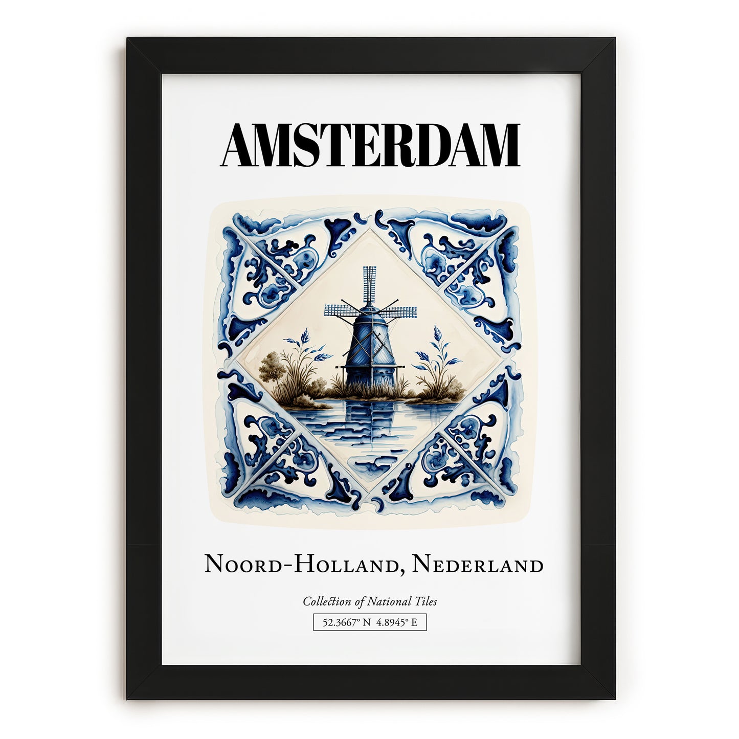 Amsterdam, Netherlands – Travel Wall Decor, in sleek black frame