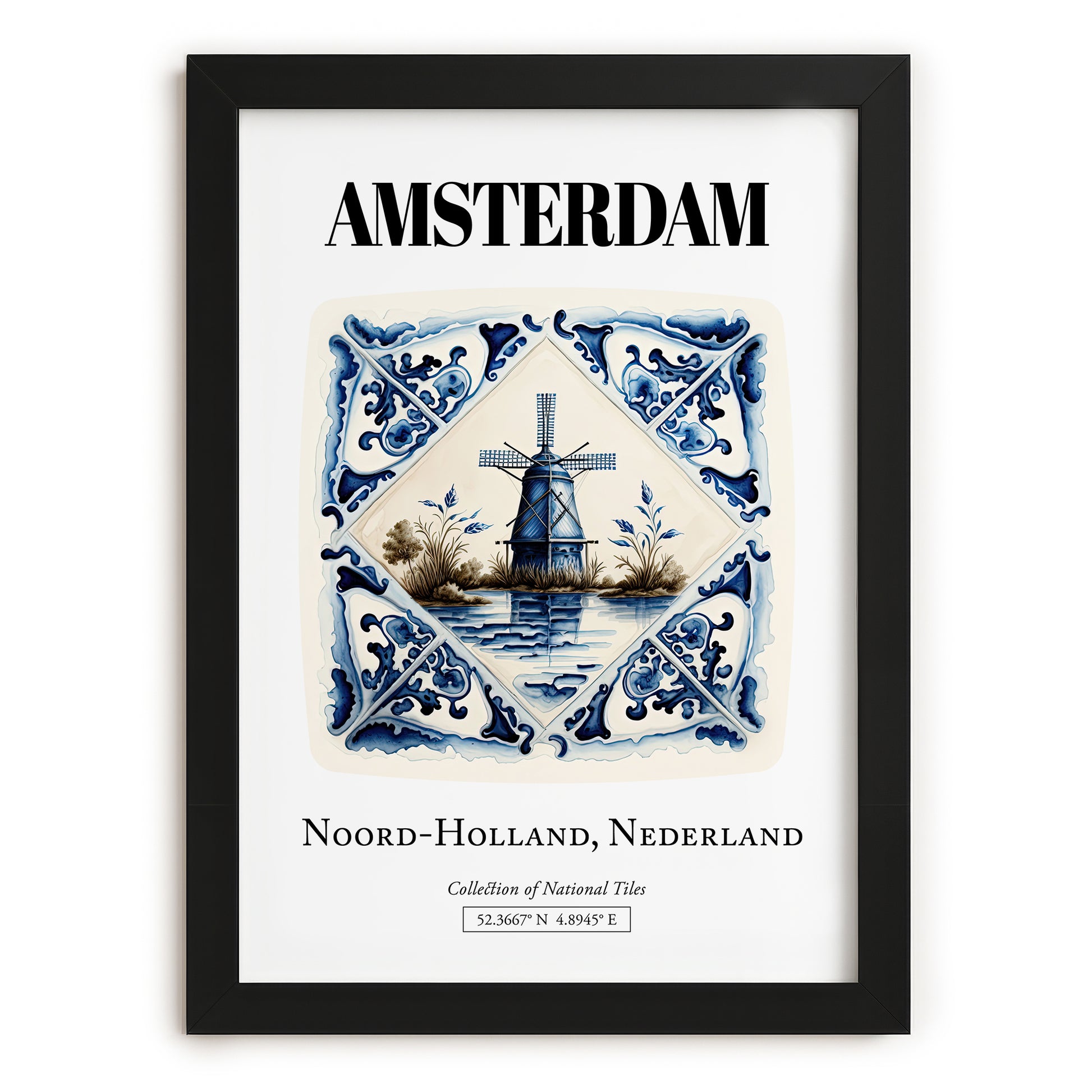 Amsterdam, Netherlands – Travel Wall Decor, in sleek black frame