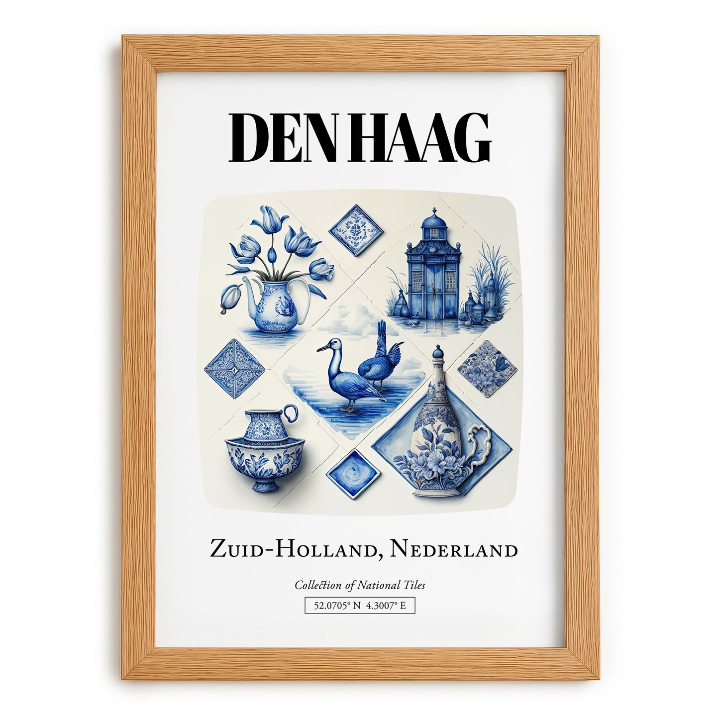 Den Haag, Netherlands – World Travel Art, set in oak frame