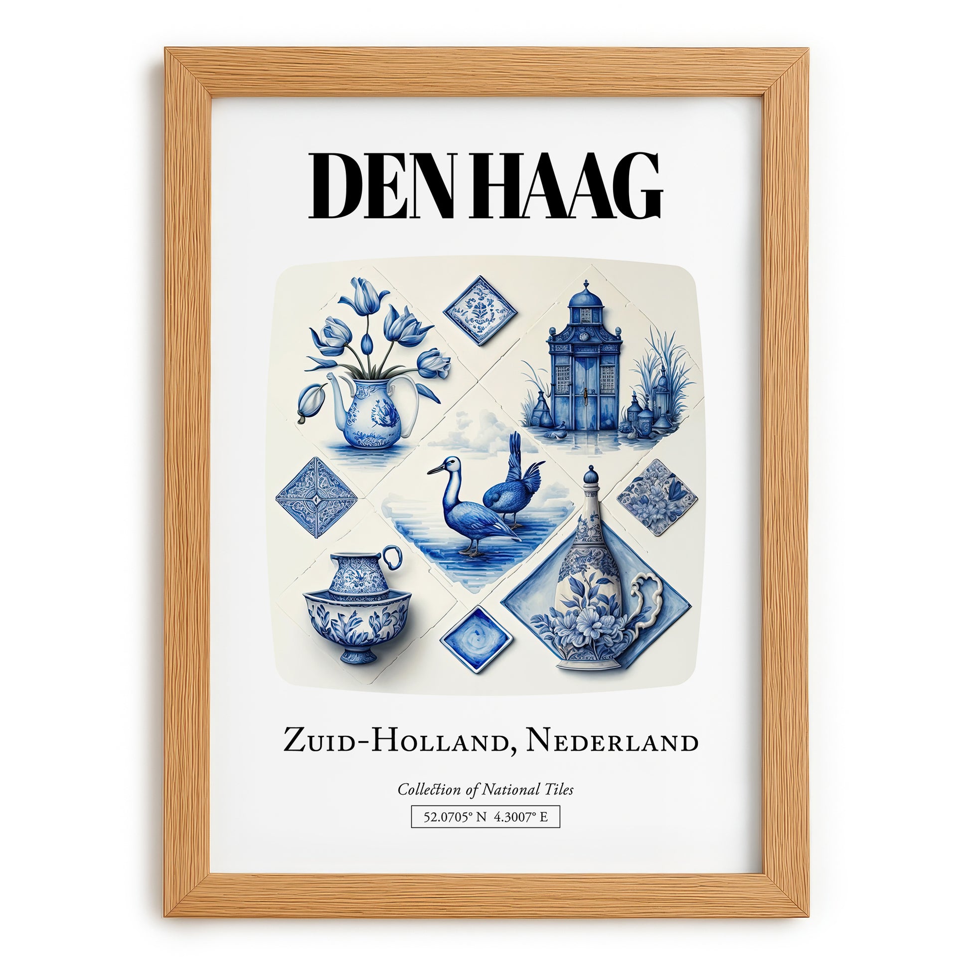Den Haag, Netherlands – World Travel Art, set in oak frame