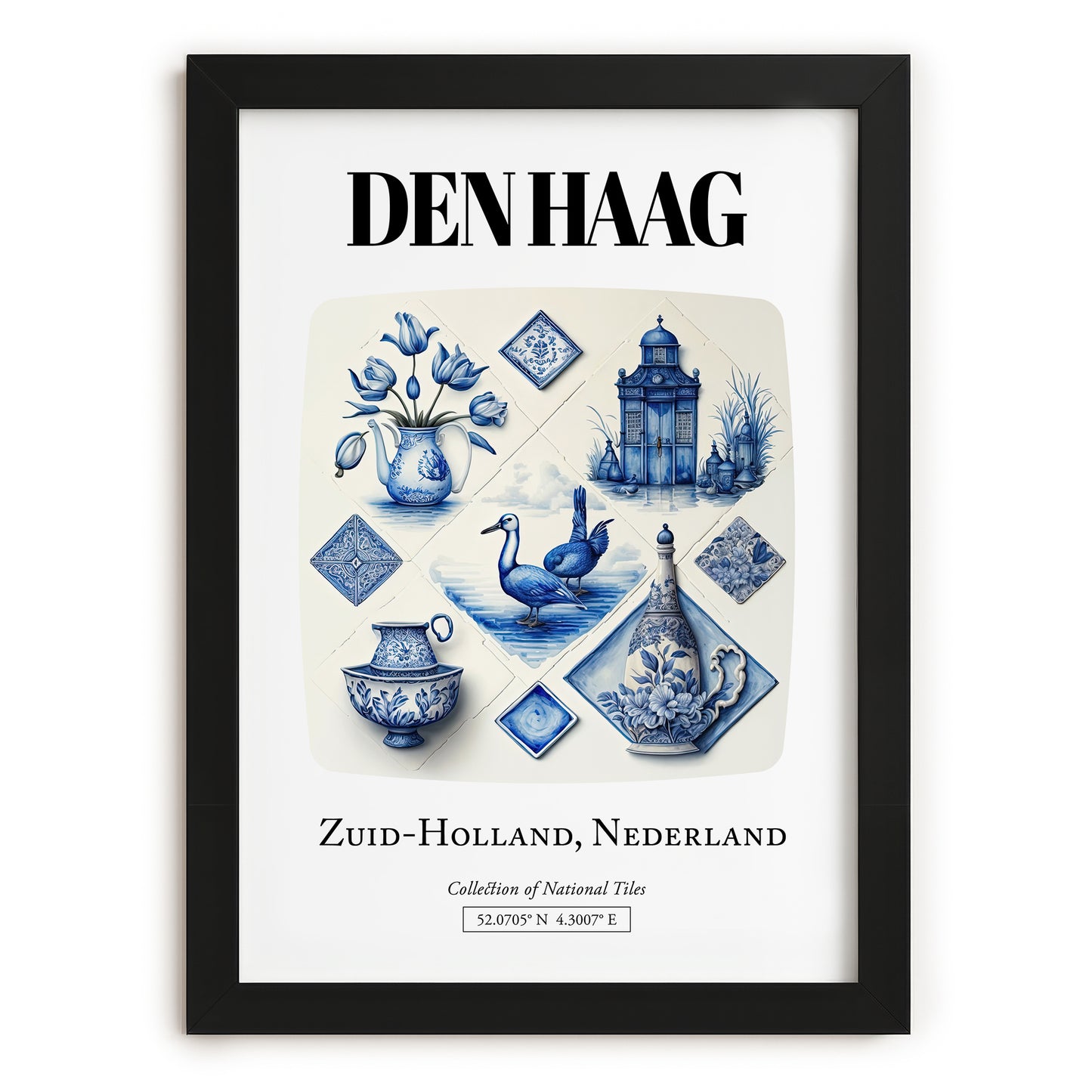 Den Haag, Netherlands – World Travel Art, in sleek black frame
