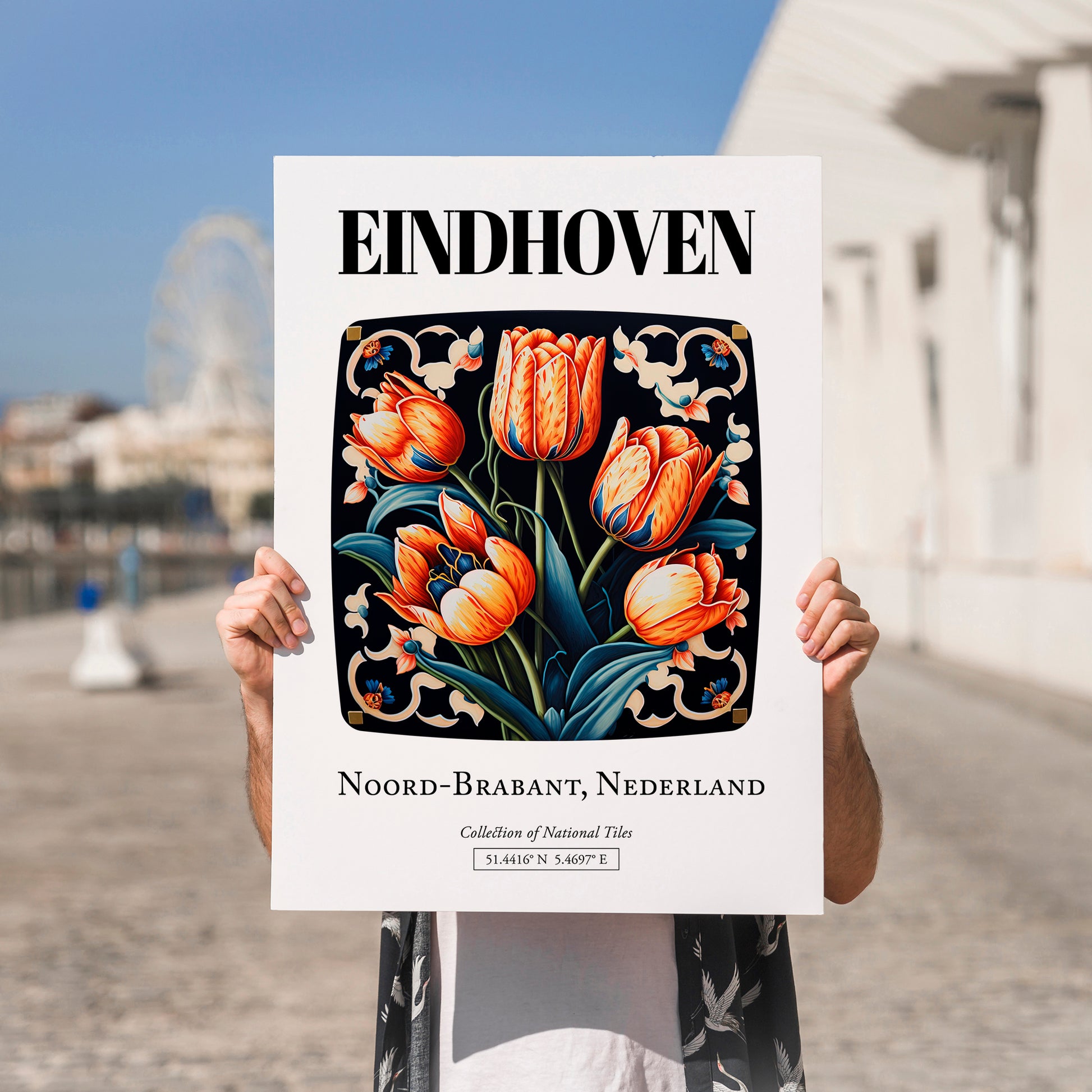 Eindhoven, Netherlands – Travel Print, no-text version framed in wood