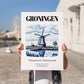 Groningen, Netherlands – Travel Poster, no-text version framed in wood