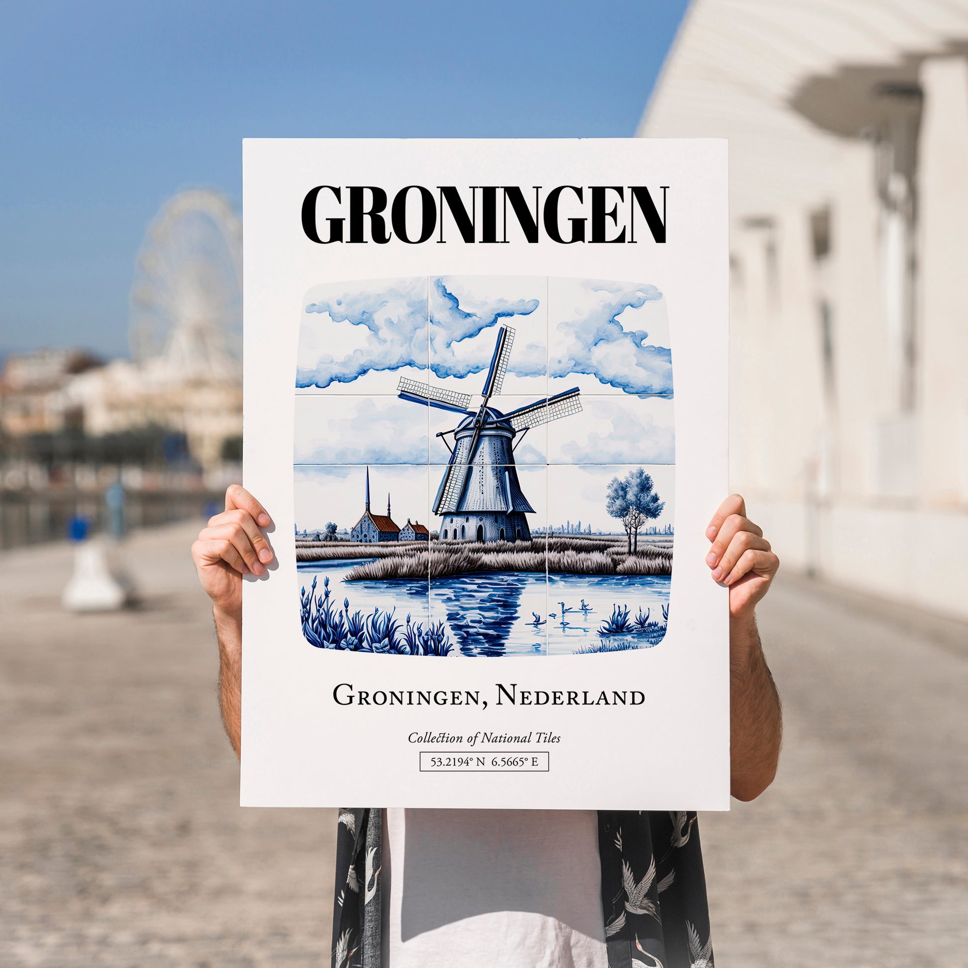 Groningen, Netherlands – Travel Poster, no-text version framed in wood