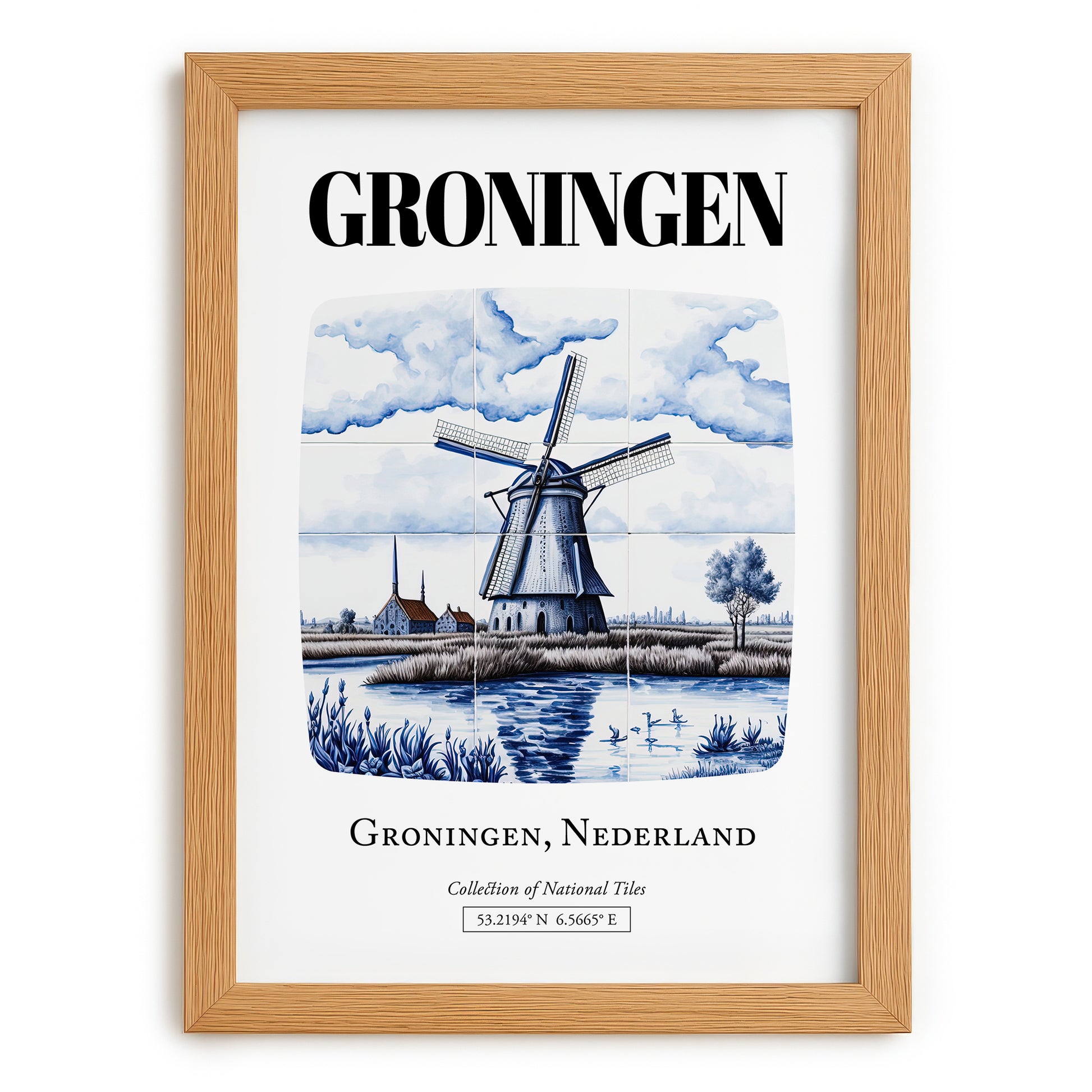 Groningen, Netherlands – Travel Poster, set in oak frame