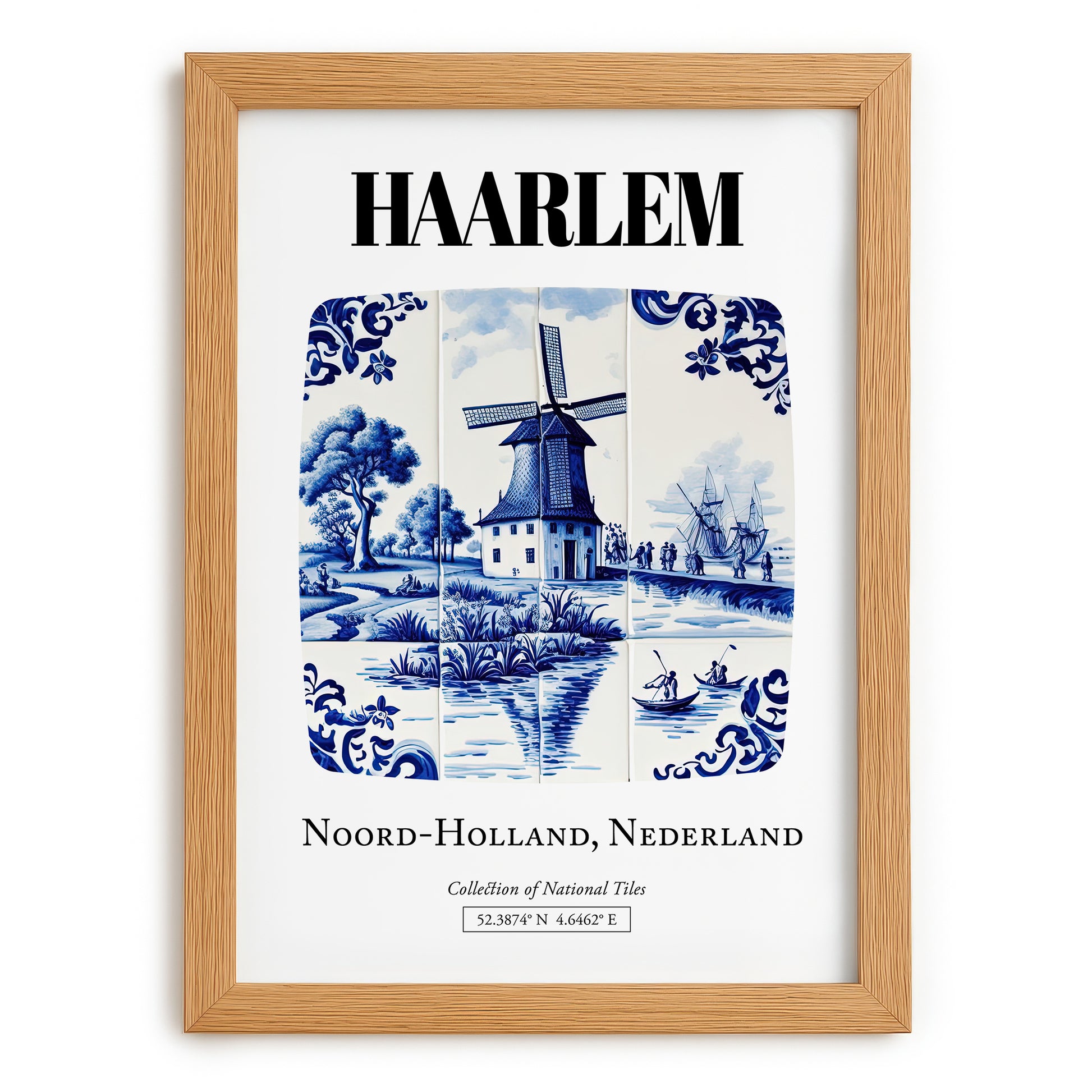 Haarlem, Netherlands – Travel Print, set in oak frame