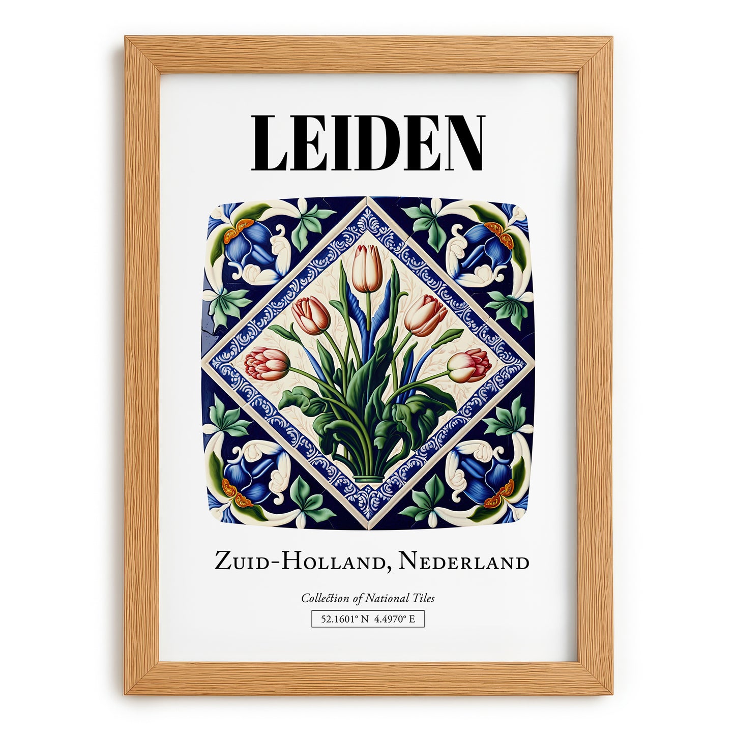 Leiden, Netherlands – Travel Print, set in oak frame