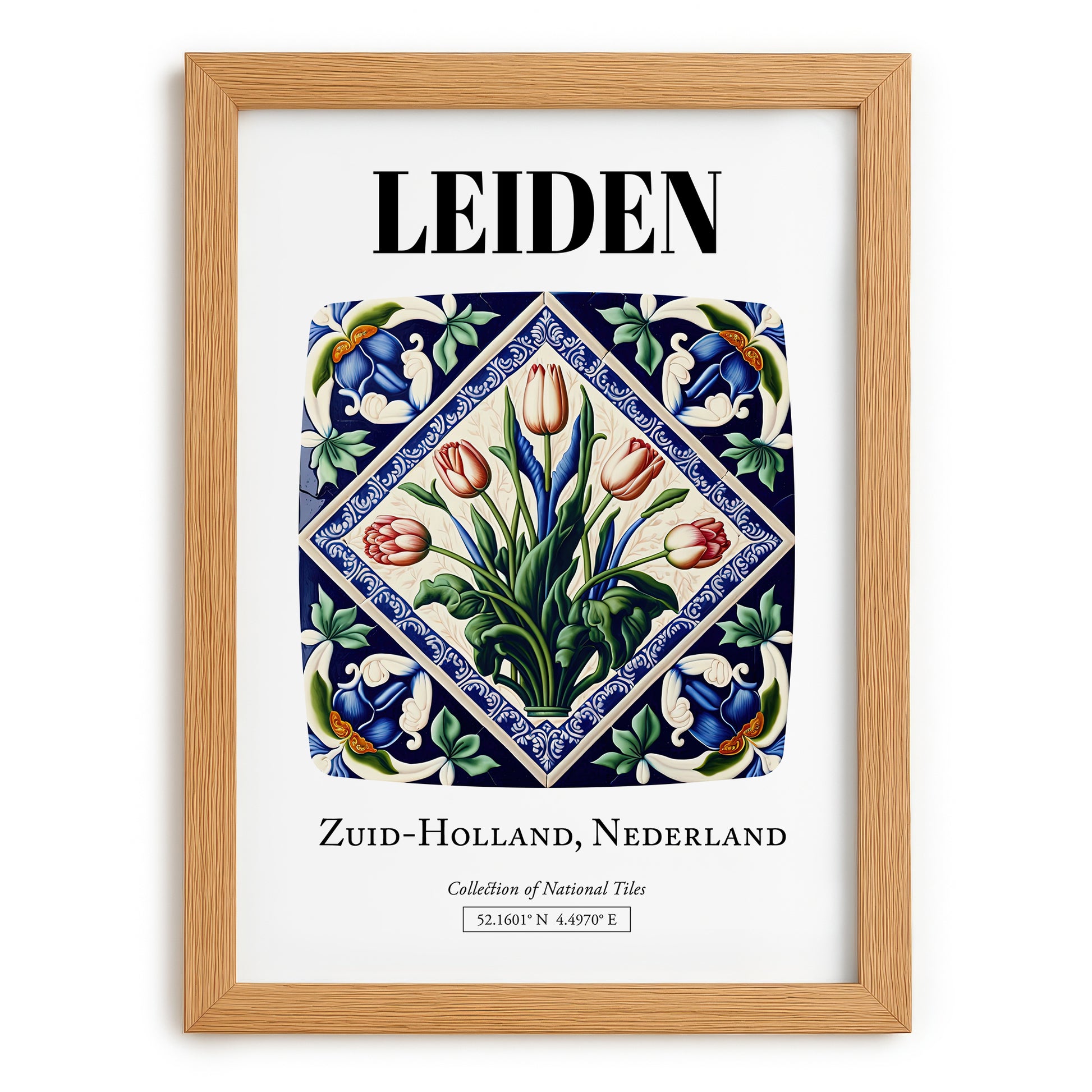 Leiden, Netherlands – Travel Print, set in oak frame
