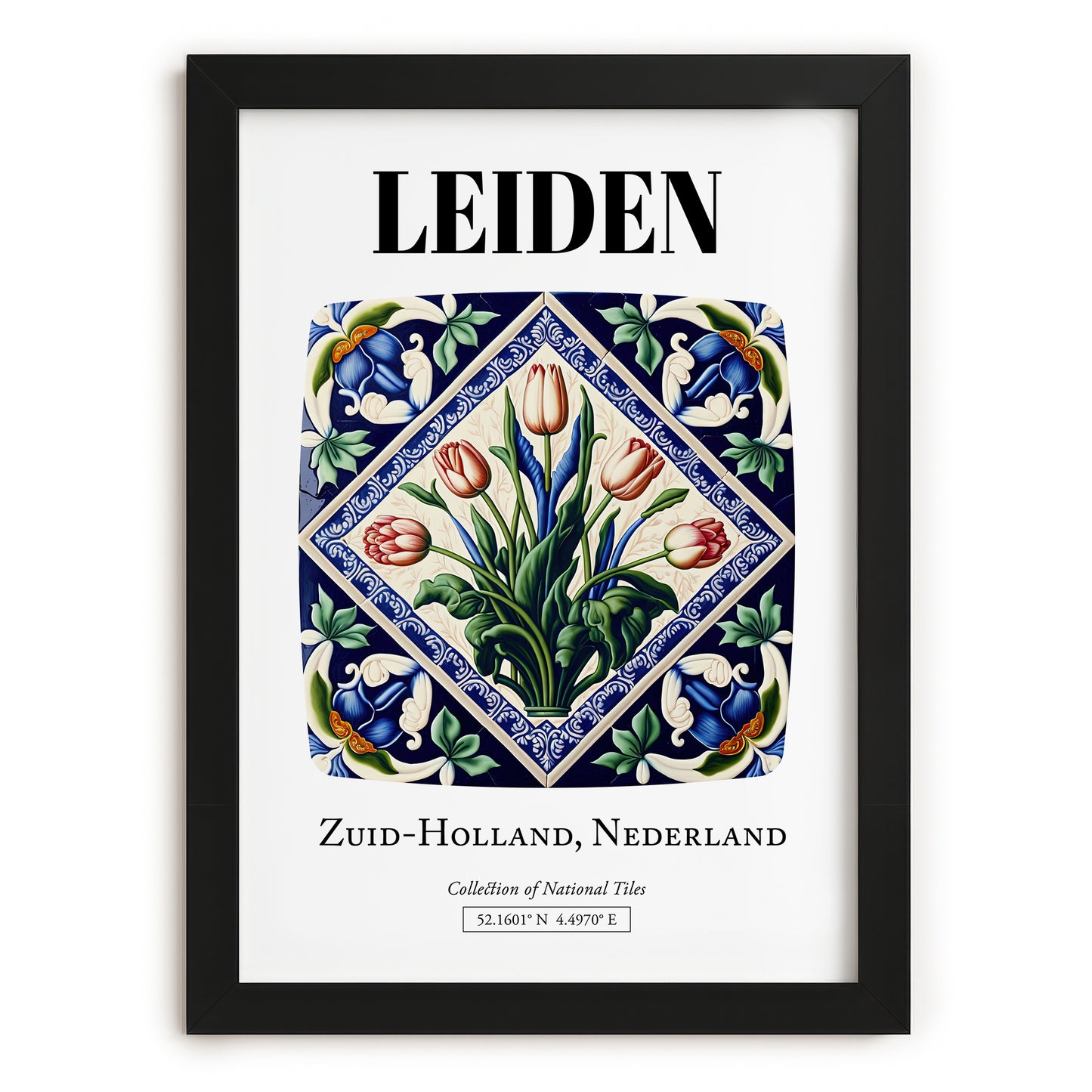 Leiden, Netherlands – Travel Print, in sleek black frame