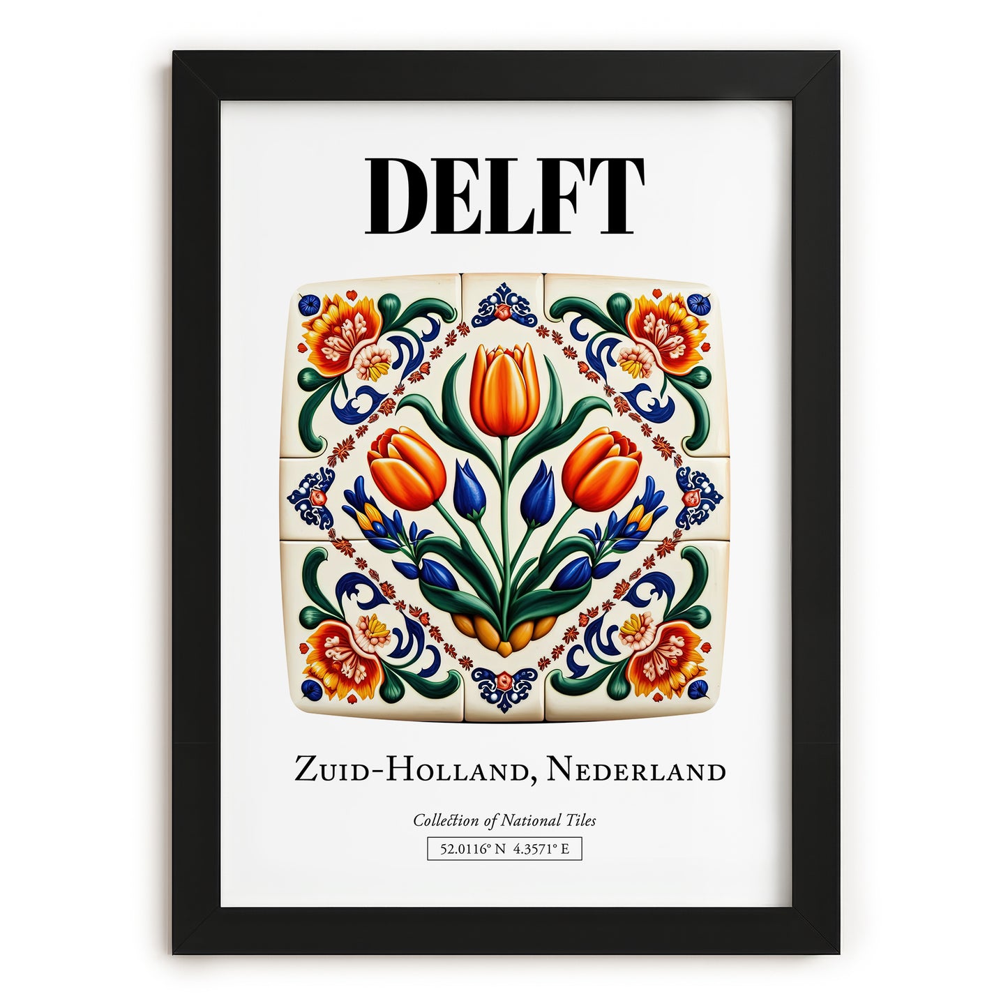 Delft, Netherlands – Country Culture Poster, in sleek black frame