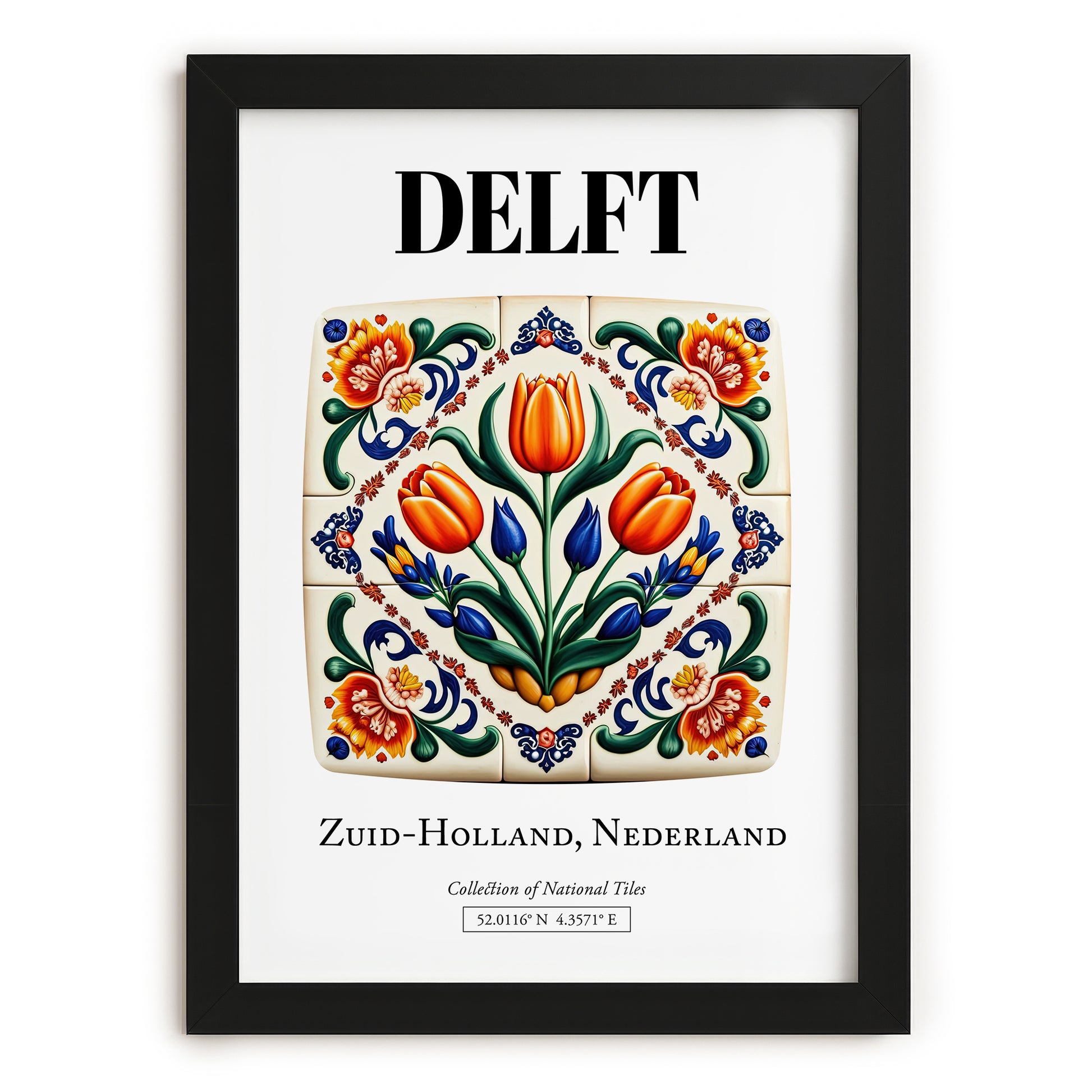 Delft, Netherlands – Country Culture Poster, in sleek black frame