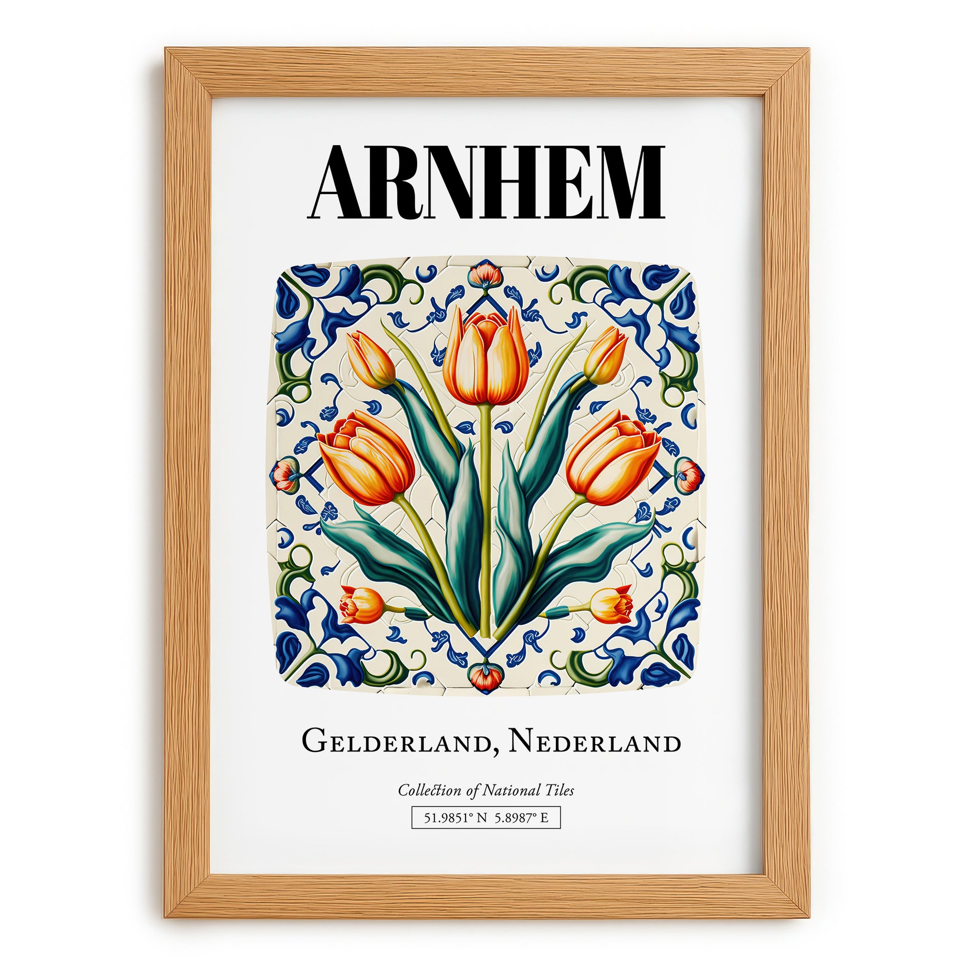 Arnhem, Netherlands – Travel Print, set in oak frame