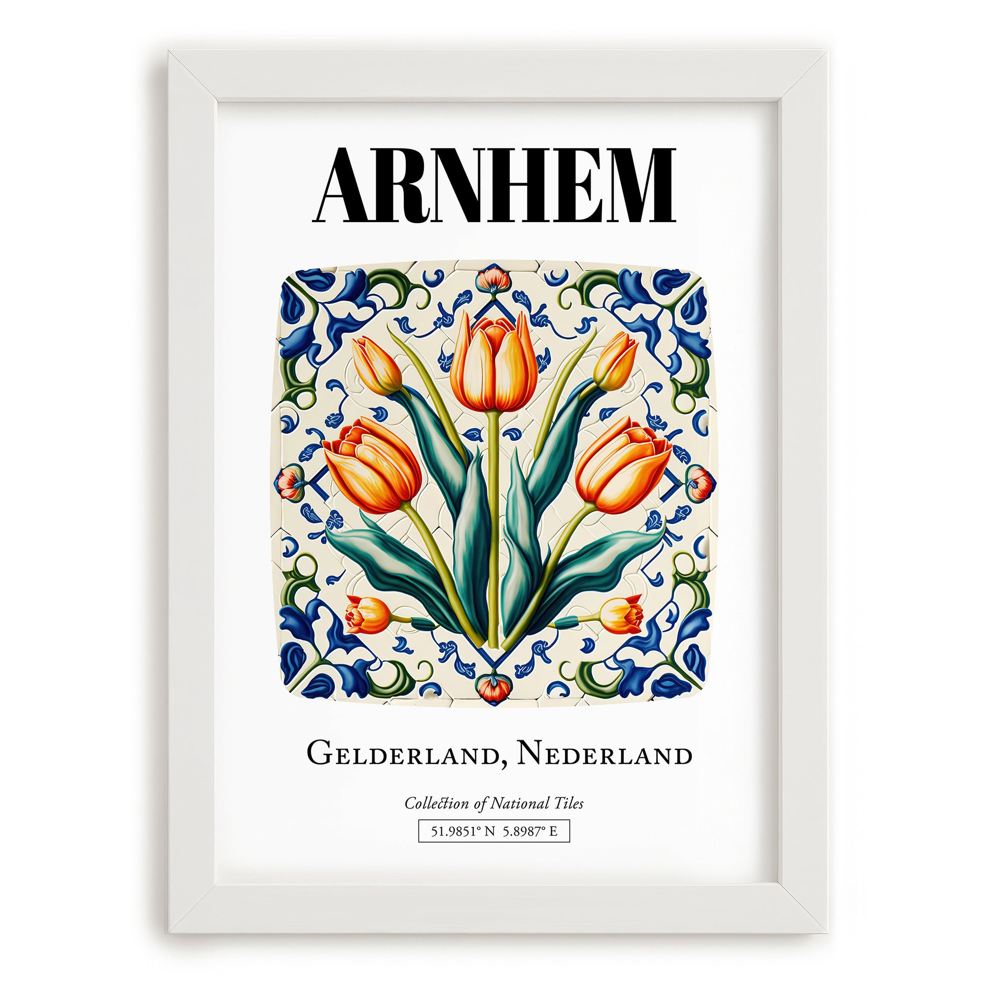 Arnhem, Netherlands – Travel Print, placed in minimal white frame