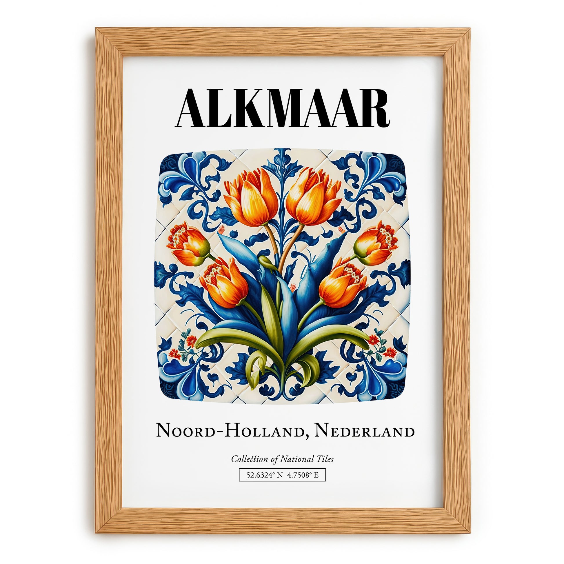 Alkmaar, Netherlands – Travel Destination Art, set in oak frame
