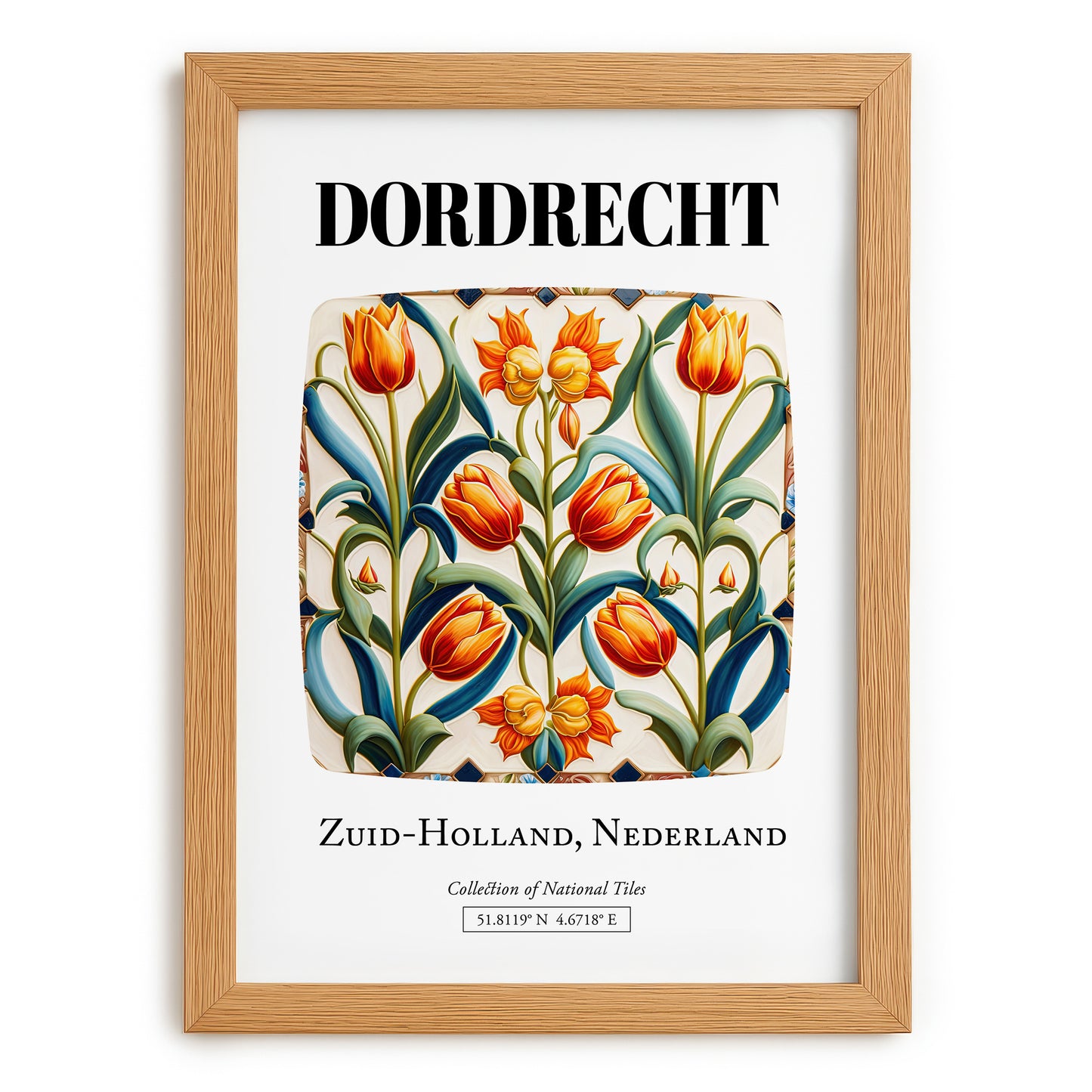Dordrecht, Netherlands – Global Cities Wall Print, set in oak frame
