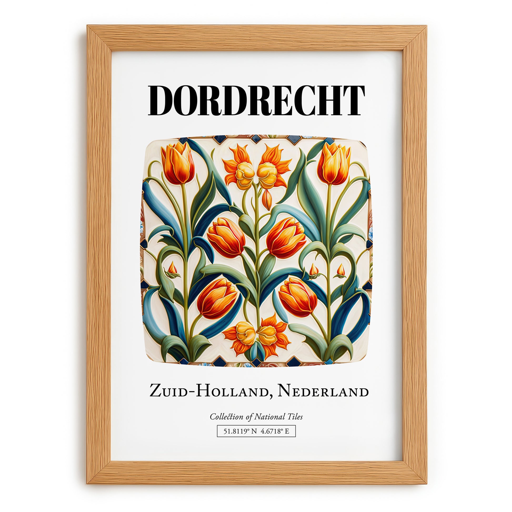 Dordrecht, Netherlands – Global Cities Wall Print, set in oak frame