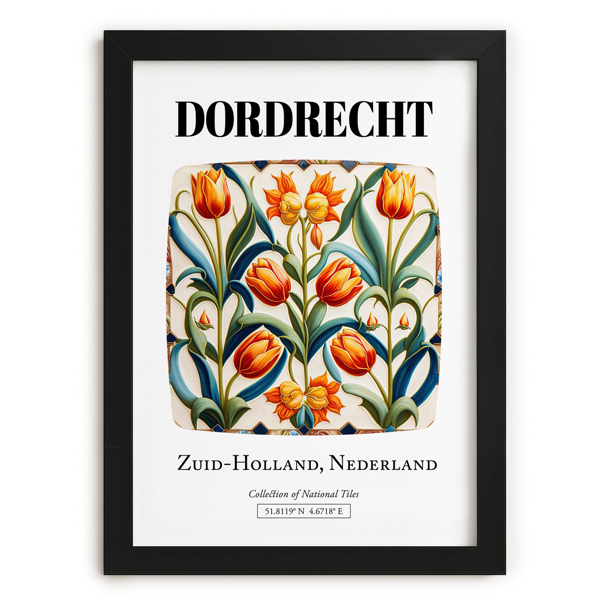 Dordrecht, Netherlands – Global Cities Wall Print, in sleek black frame