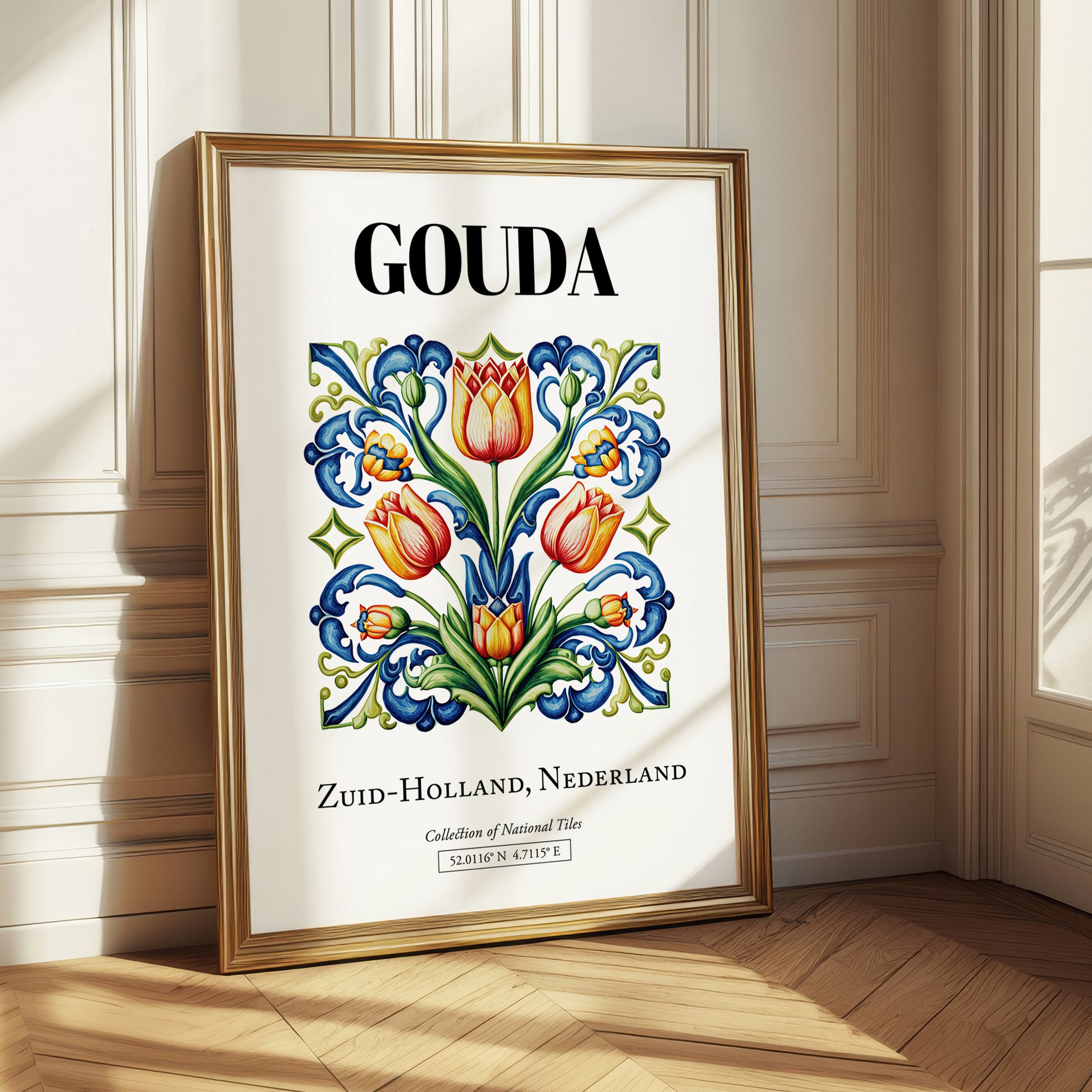 Gouda, Netherlands – Illustrated Travel Poster, styled in a charming Paris street view