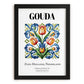 Gouda, Netherlands – Illustrated Travel Poster, in sleek black frame