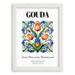 Gouda, Netherlands – Illustrated Travel Poster, placed in minimal white frame
