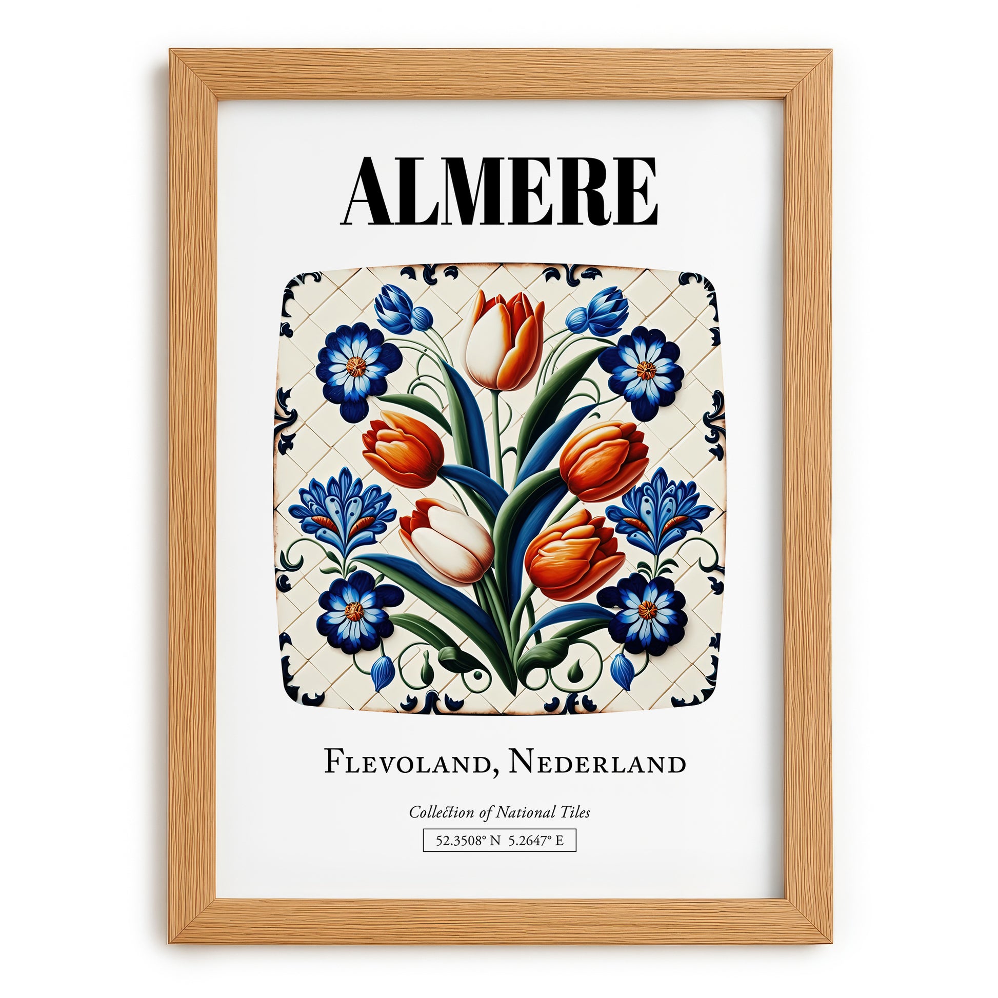 Almere, Netherlands – Travel Wall Decor, set in oak frame