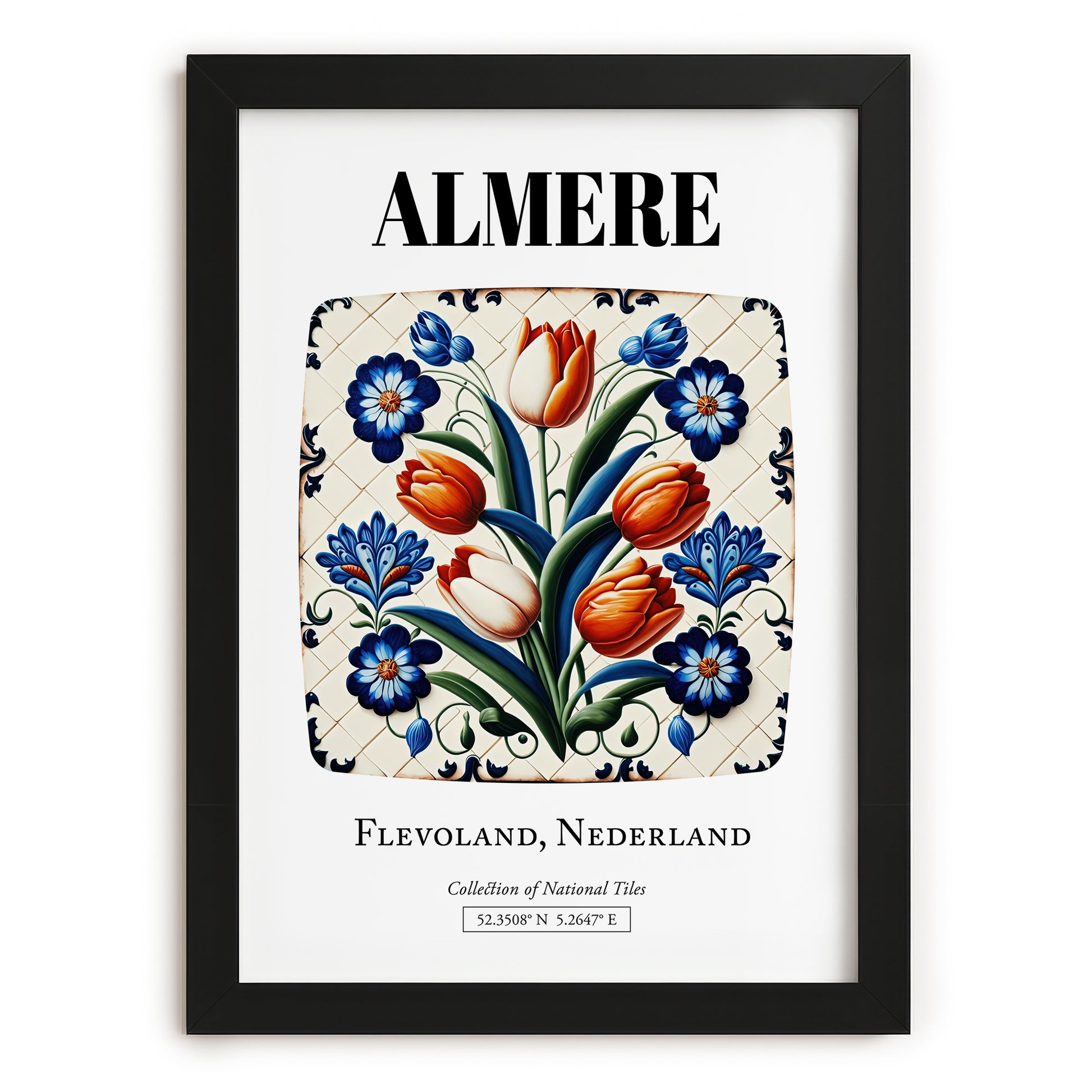 Almere, Netherlands – Travel Wall Decor, in sleek black frame