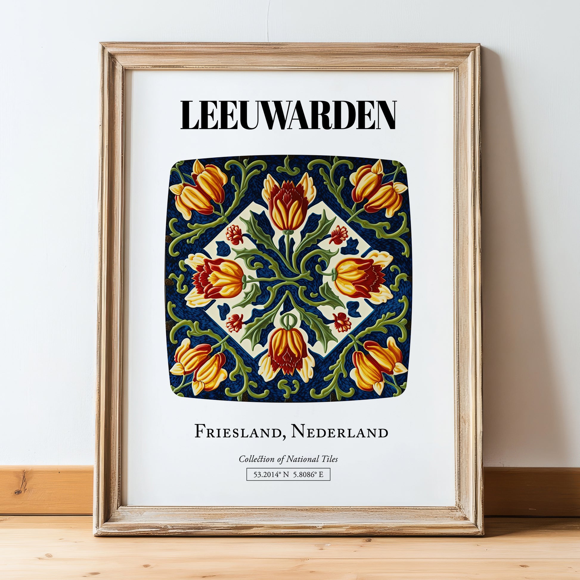 Leeuwarden, Netherlands – Wanderlust-Inspired Poster, in wooden frame leaning on the floor