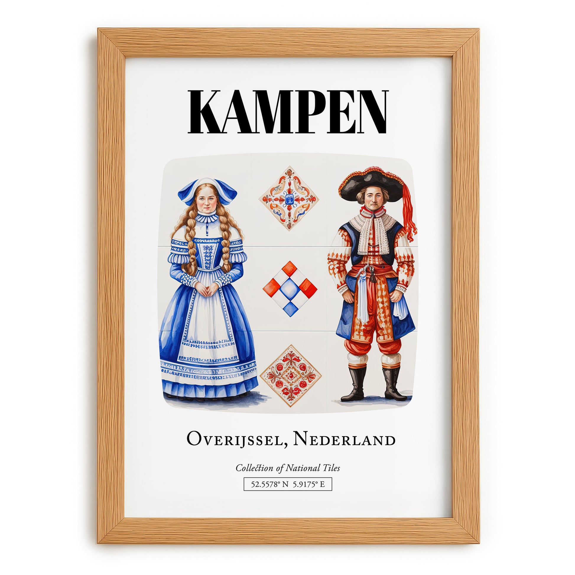 Kampen, Netherlands – Wanderlust-Inspired Poster, set in oak frame