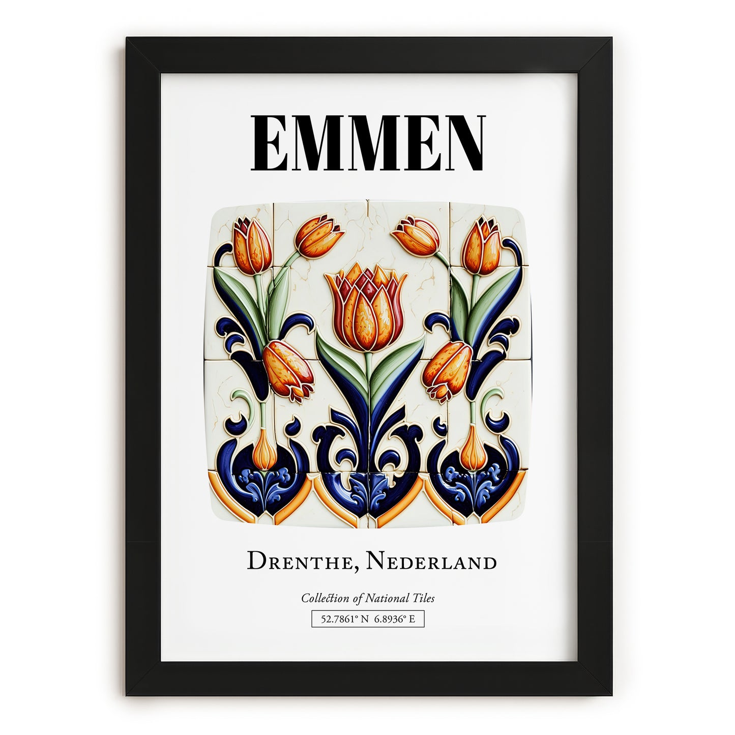Emmen, Netherlands – Travel Poster, in sleek black frame