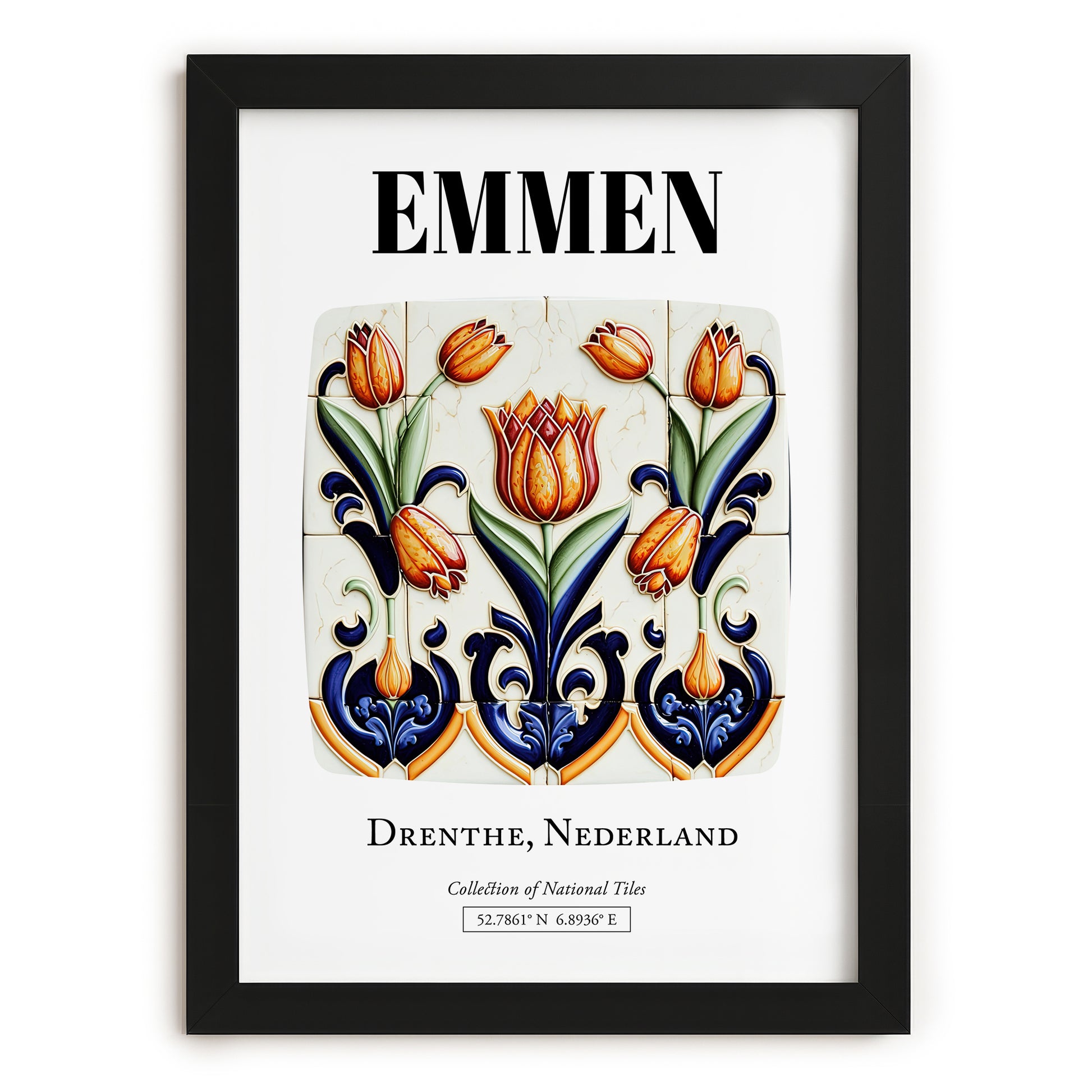 Emmen, Netherlands – Travel Poster, in sleek black frame