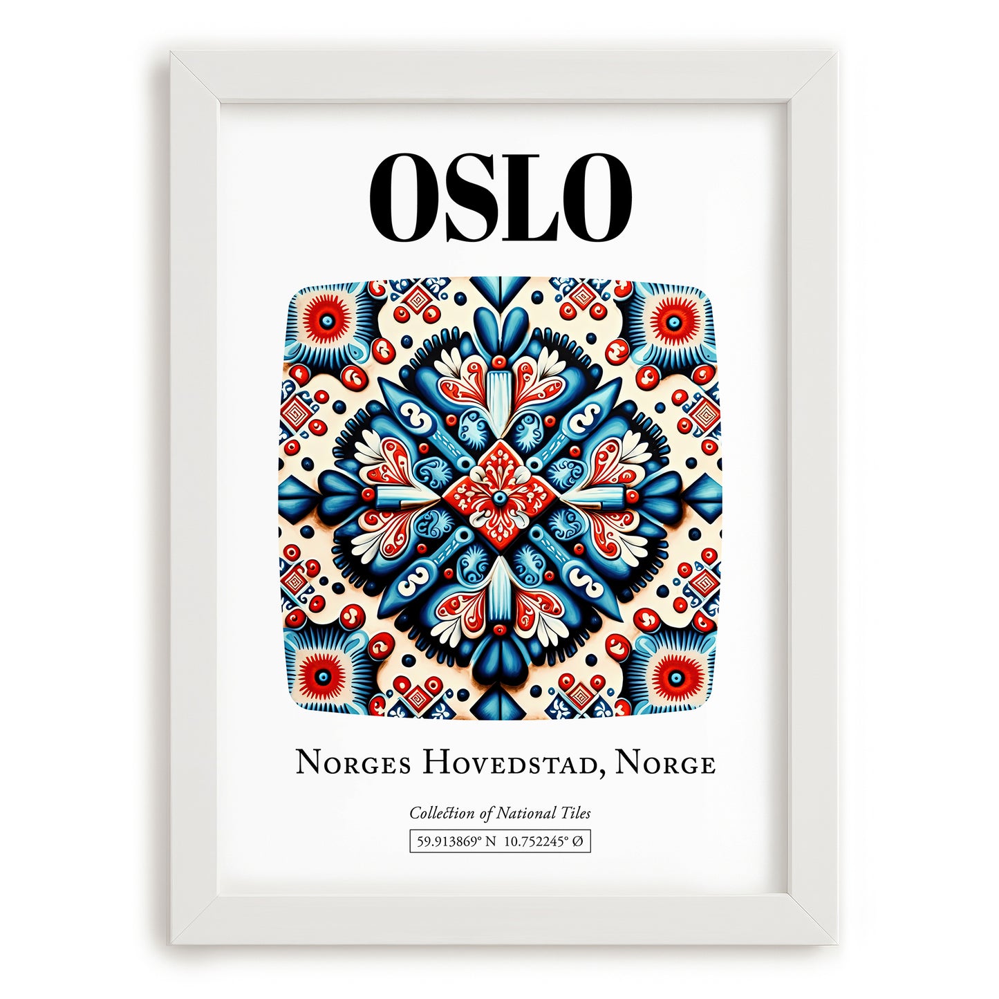 Oslo, Norway – National Pride Wall Decor, placed in minimal white frame