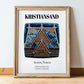 Kristiansand, Norway – Travel Poster, in wooden frame leaning on the floor