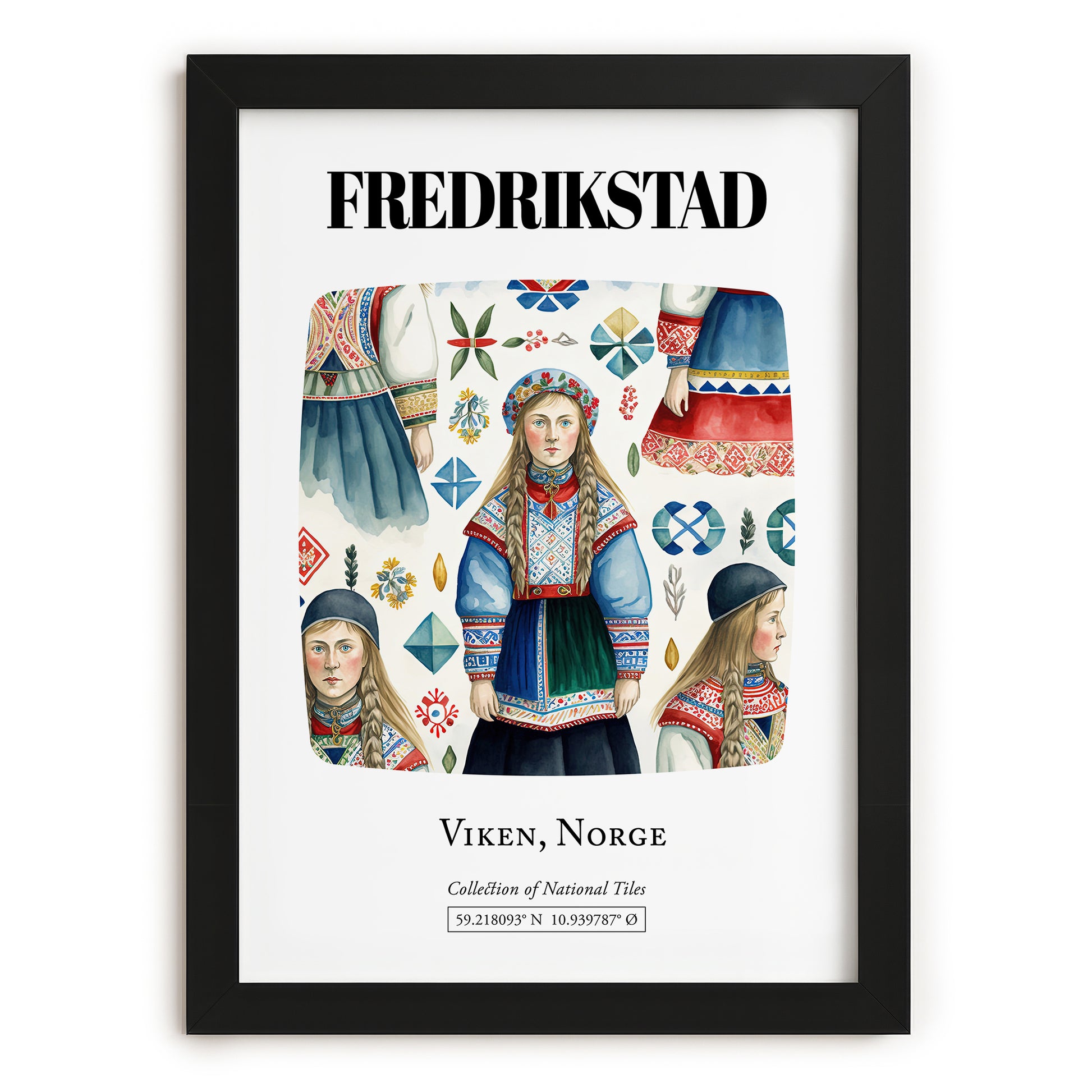 Fredrikstad, Norway – Travel Poster, in sleek black frame