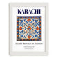 Karachi, Pakistan – Retro Travel Poster, placed in minimal white frame